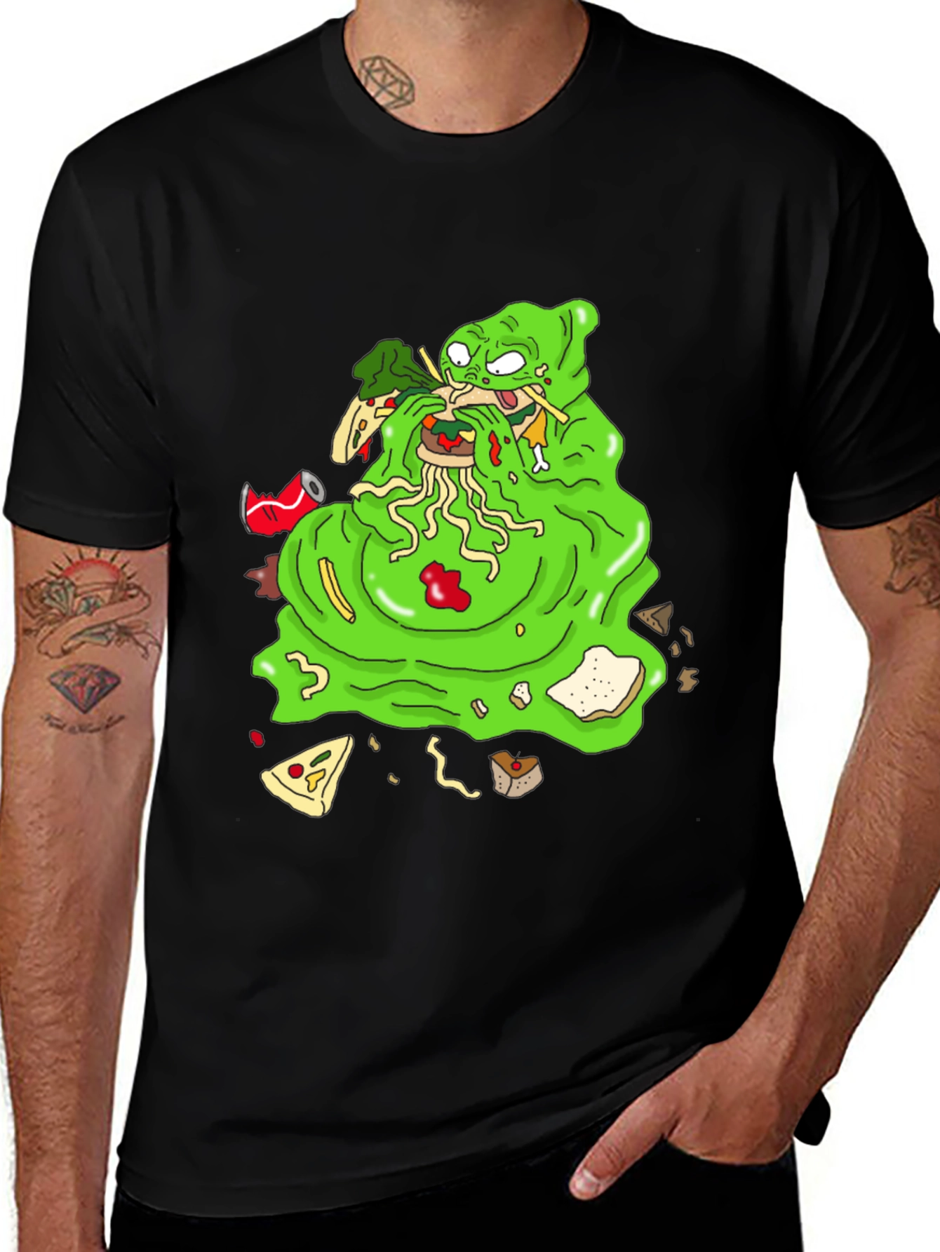 Variant 27 of Green Blob Monster Eating Graphic T-Shirt
