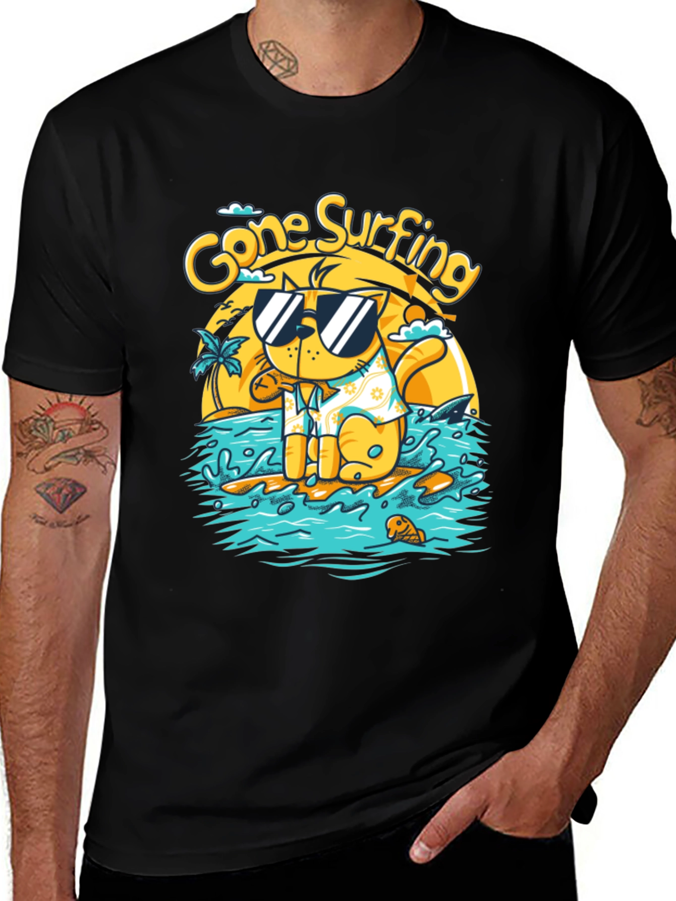 Variant 29 of Gone Surfing Cat Graphic T-Shirt