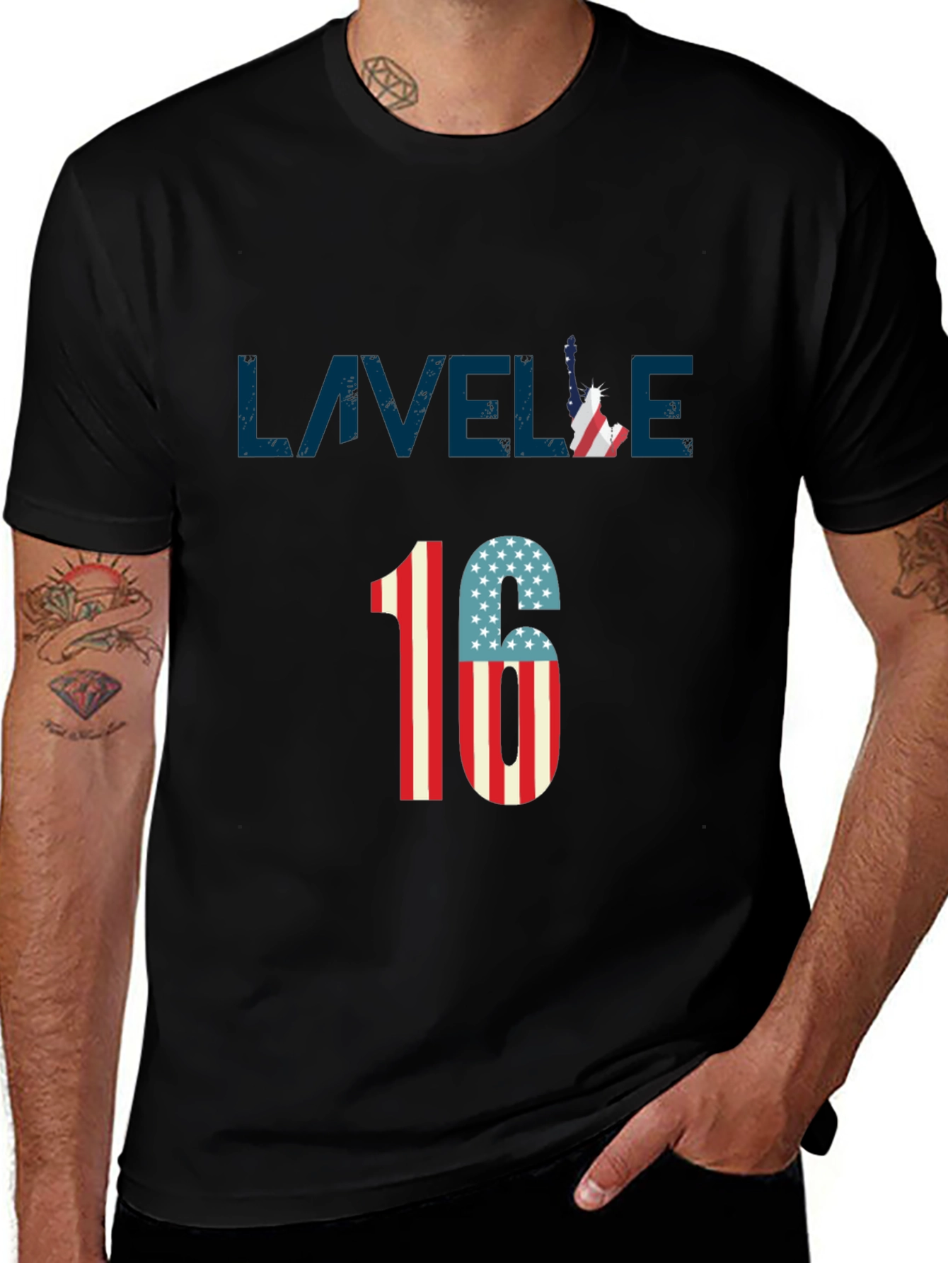 Variant 27 of Lavelle 16 Patriotic Graphic Tee - Black