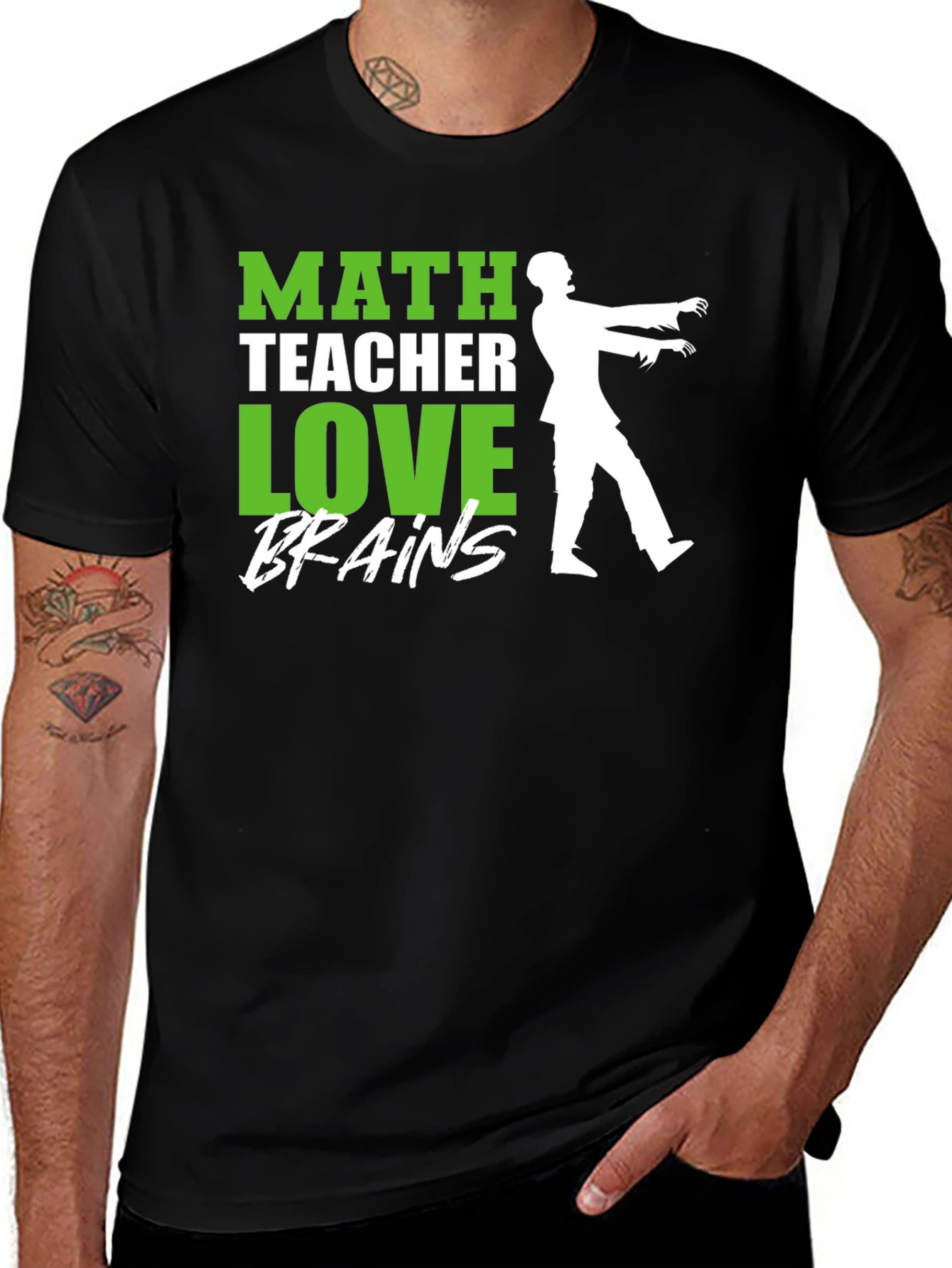 Variant 21 of Math Teacher Zombie Brains Graphic T-Shirt