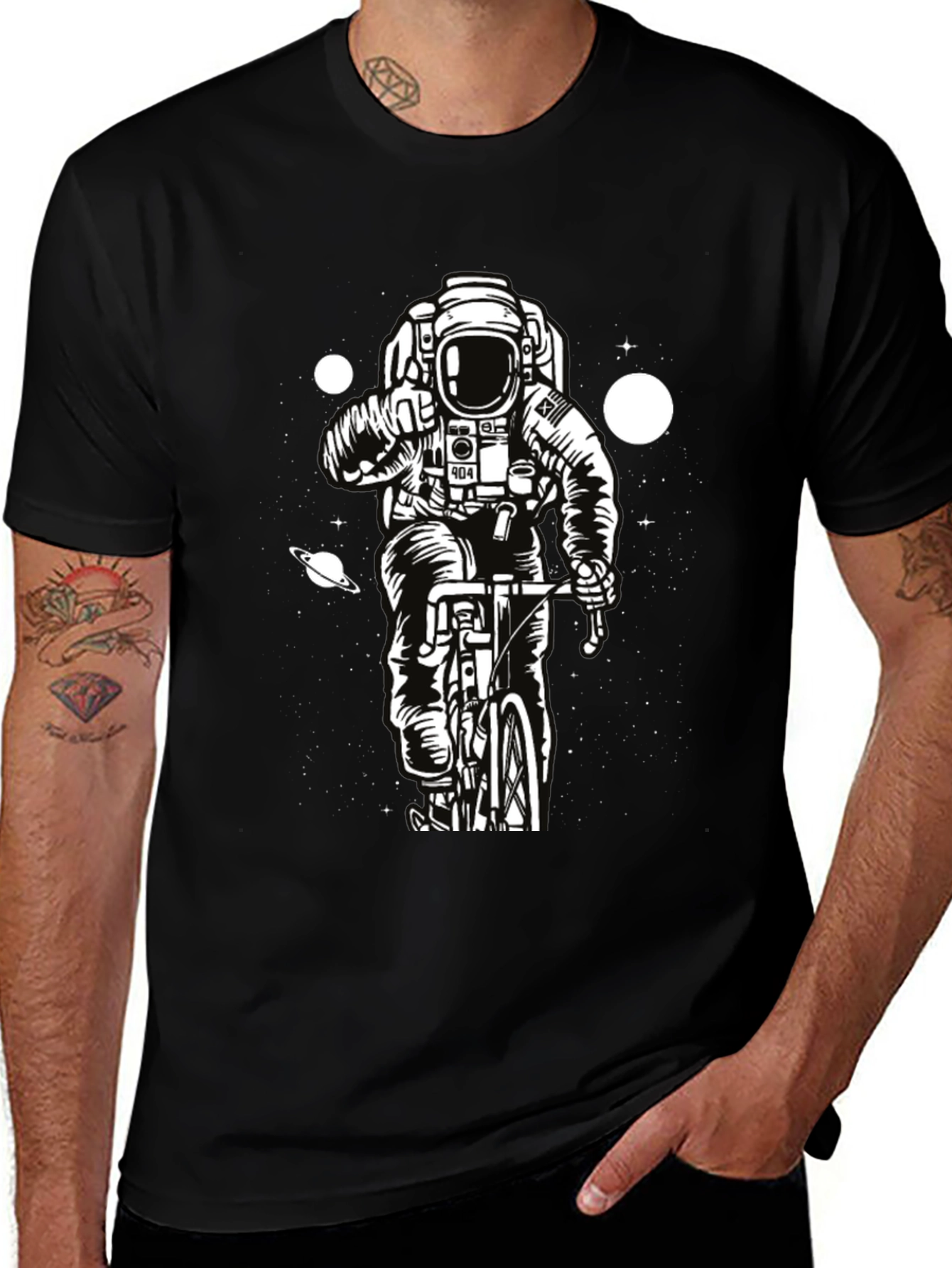 Variant 10 of Astronaut on Bike Graphic T-Shirt - Space Adventure Tee