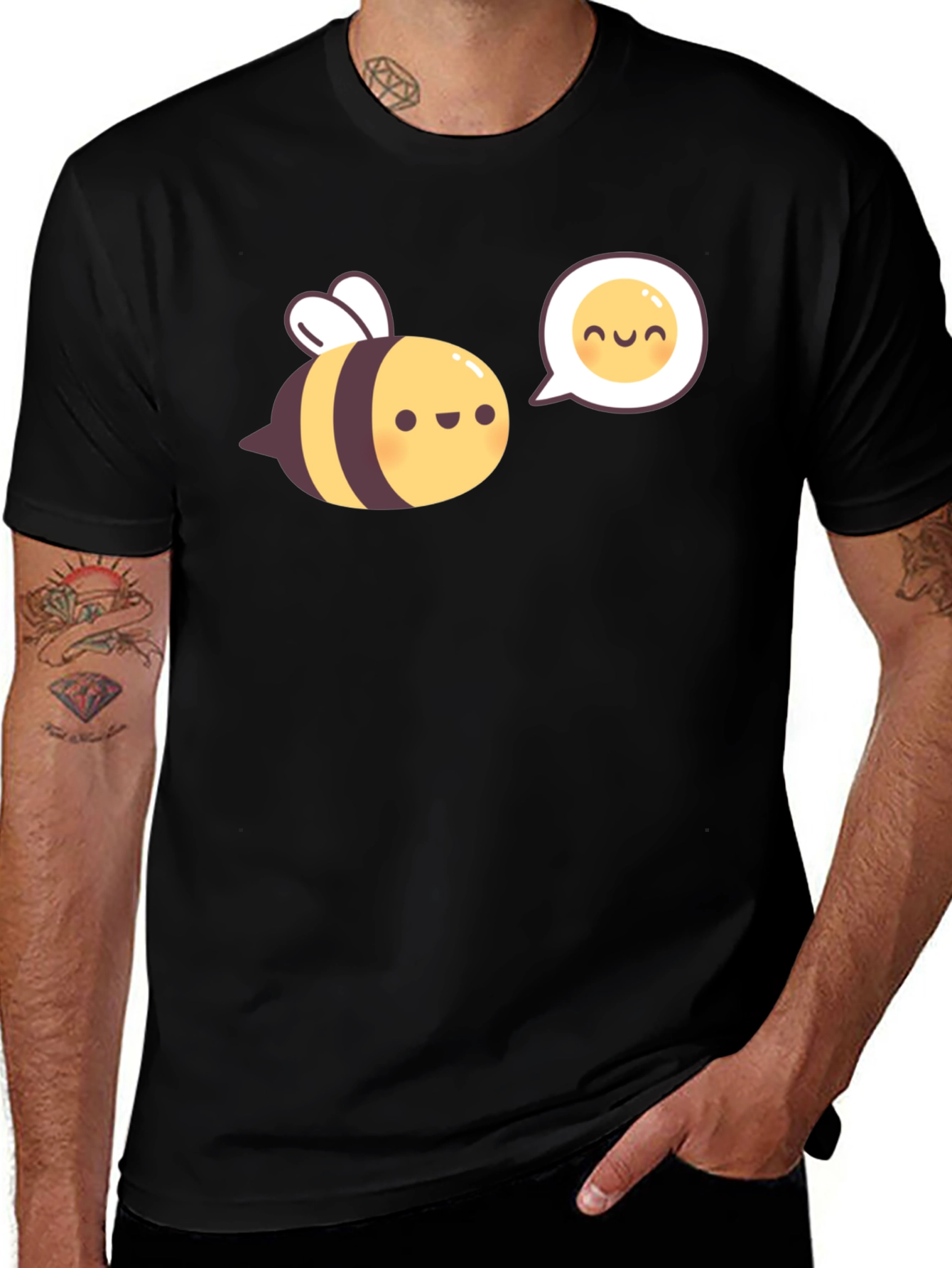 Variant 22 of Cute Bee Graphic T-Shirt - Black