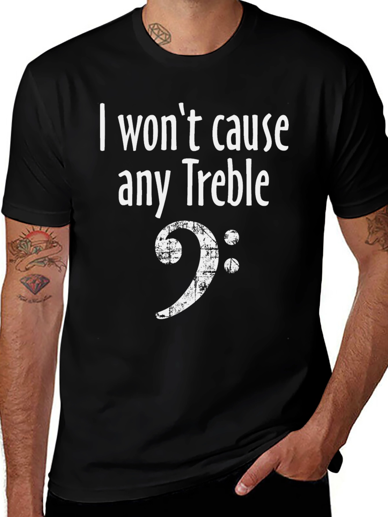I Won't Cause Any Treble Bass Clef Graphic Tee