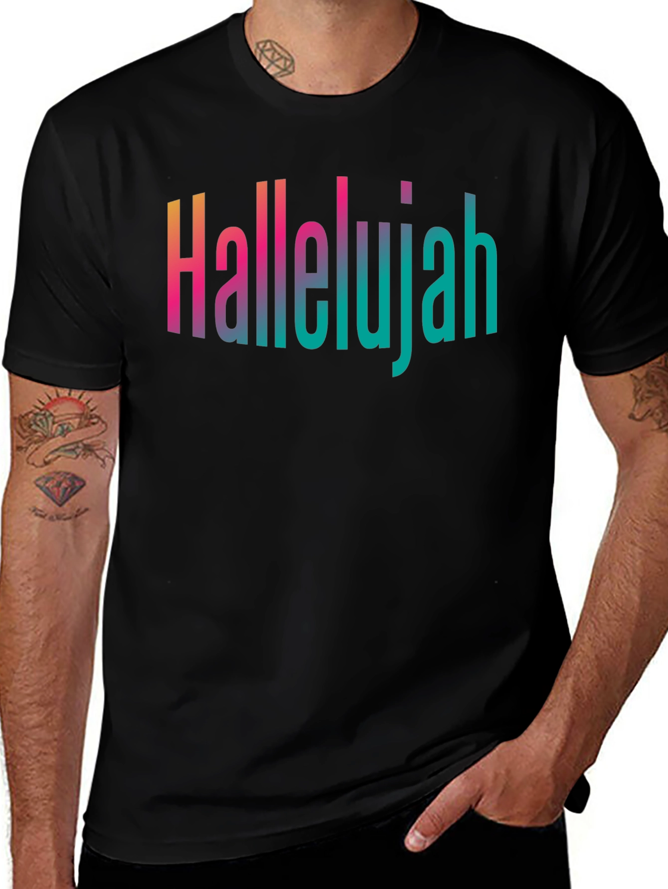 Hallelujah Gradient Graphic Tee - Stylish Christian Apparel