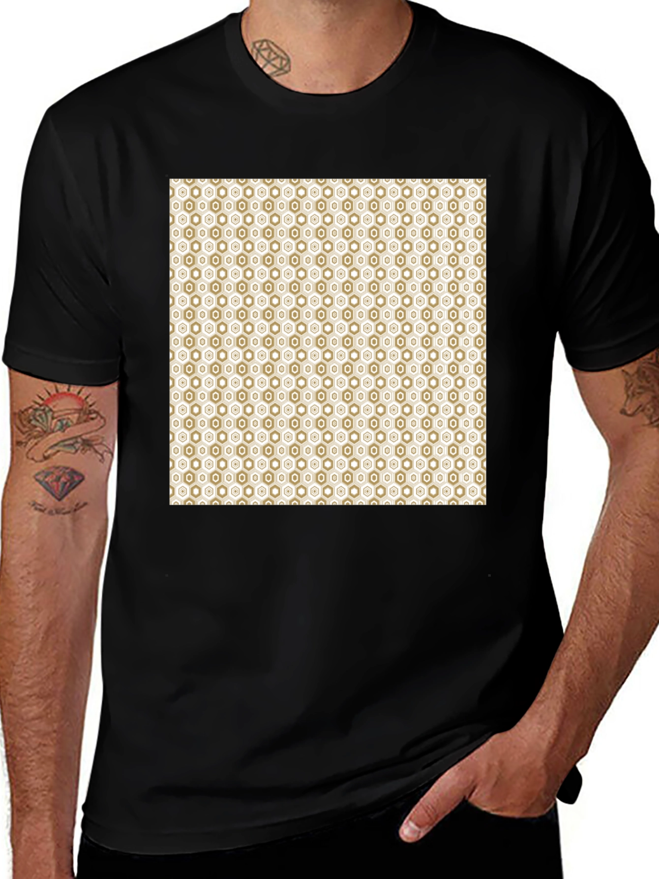 Variant 3 of Geometric Pattern Black Cotton Tee