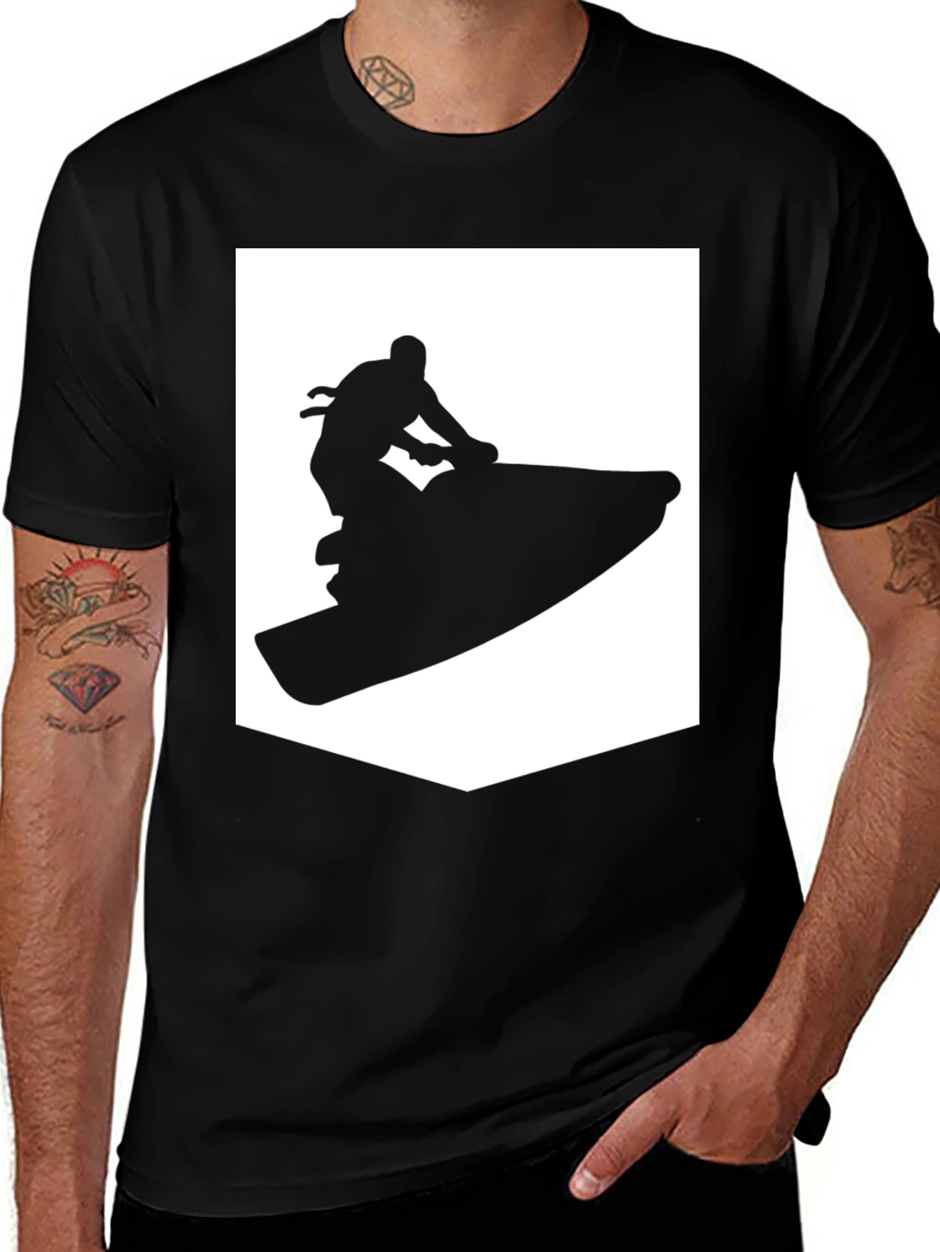 Variant 7 of Jet Ski Graphic Tee - Black Cotton Blend