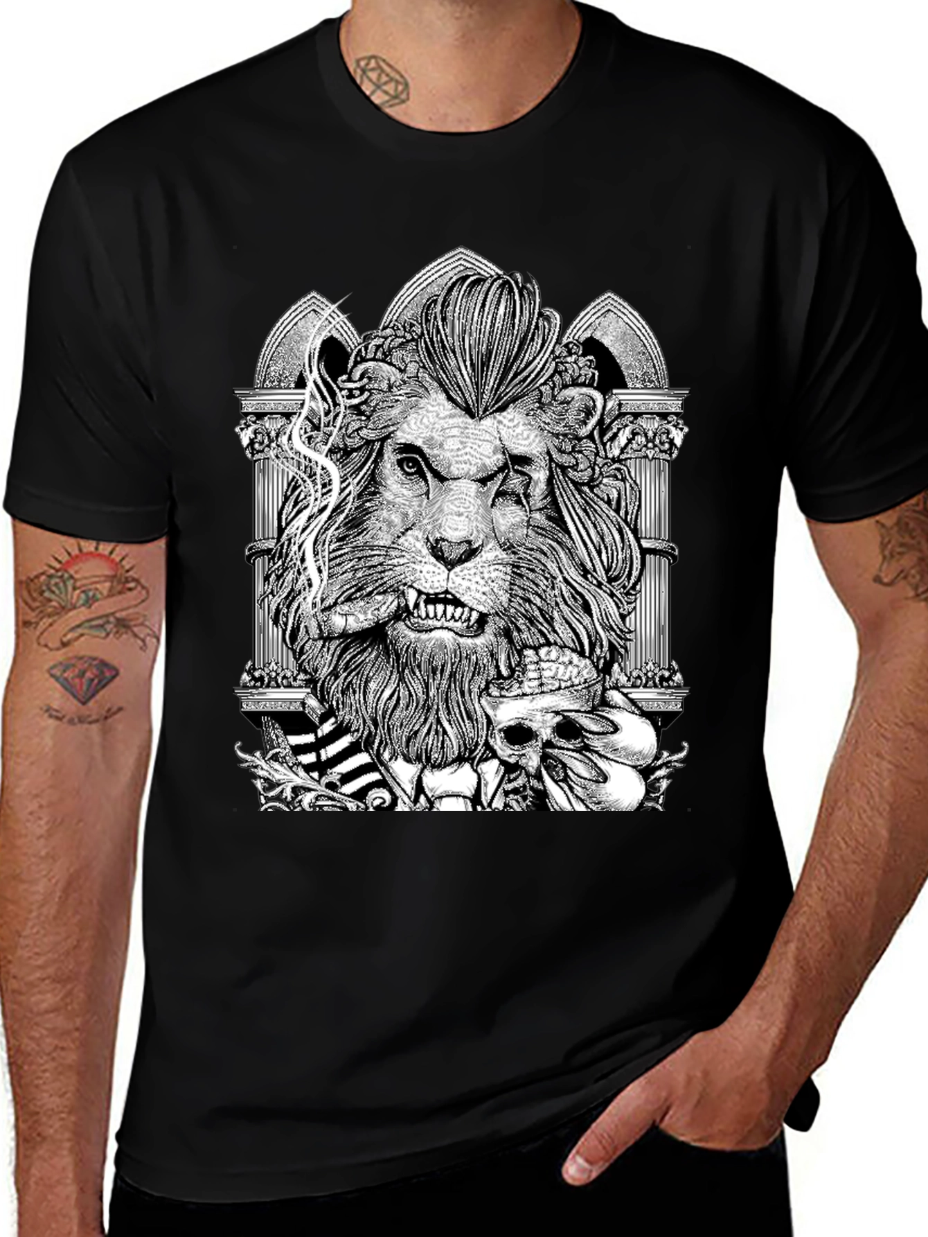 Variant 9 of Lion Skull T-Shirt - Graphic Print