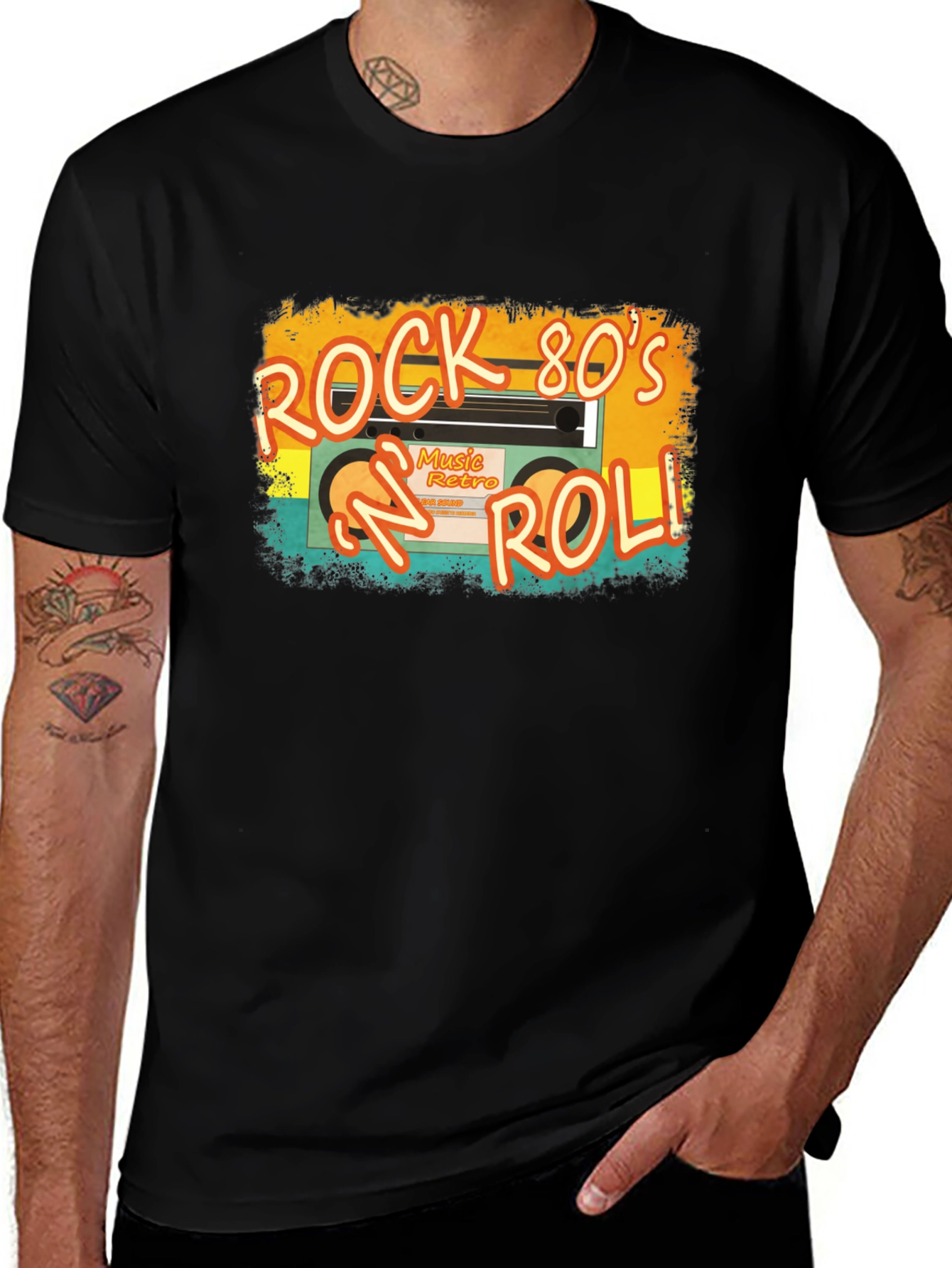 Variant 28 of Rock 80's N Roll Retro Music T-Shirt