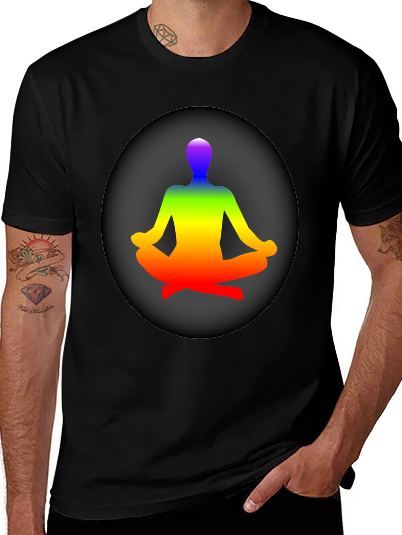 Variant 14 of Rainbow Meditation T-Shirt - Zen Style