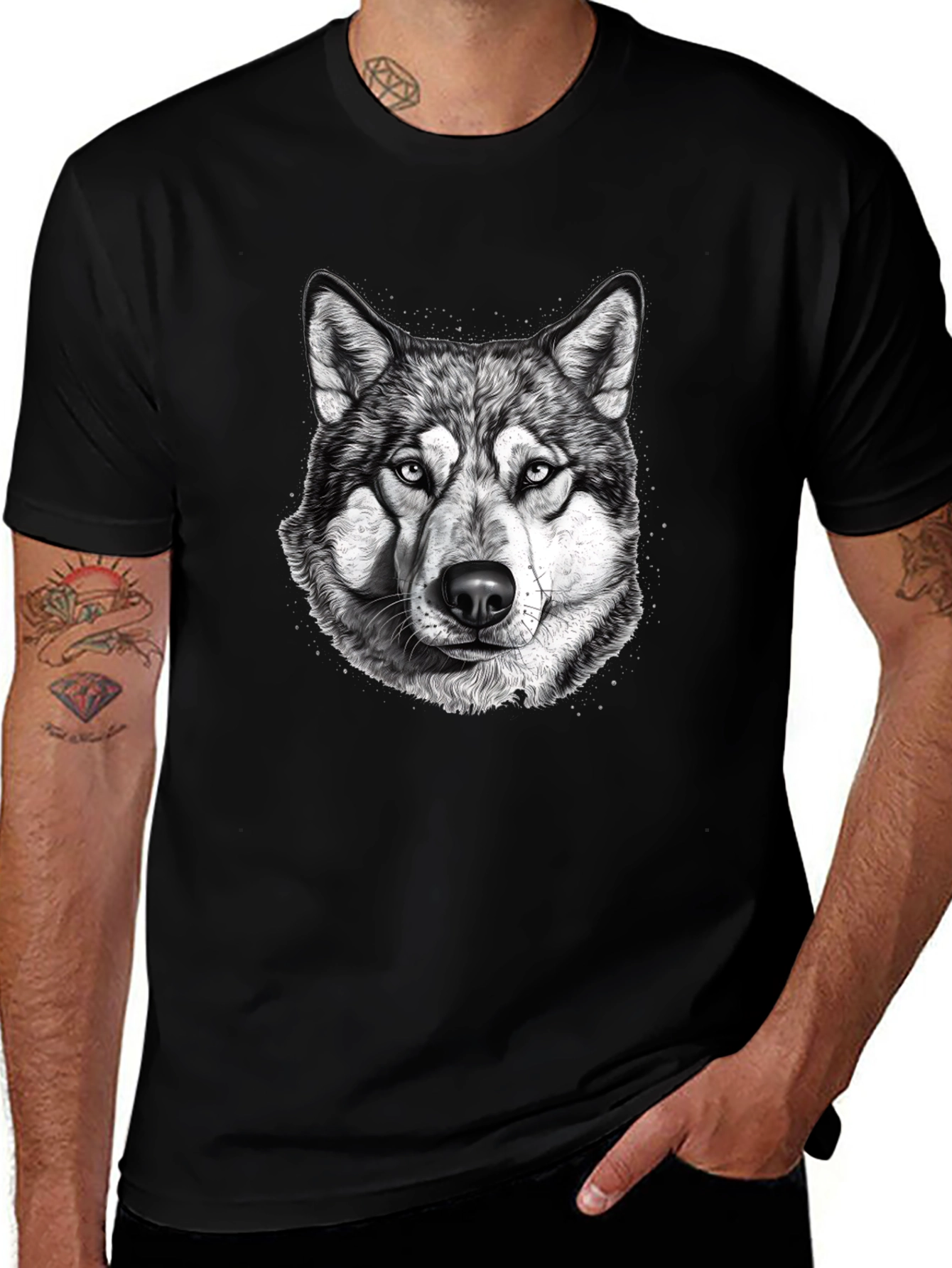 Variant 20 of Wolf Graphic Print Black T-Shirt