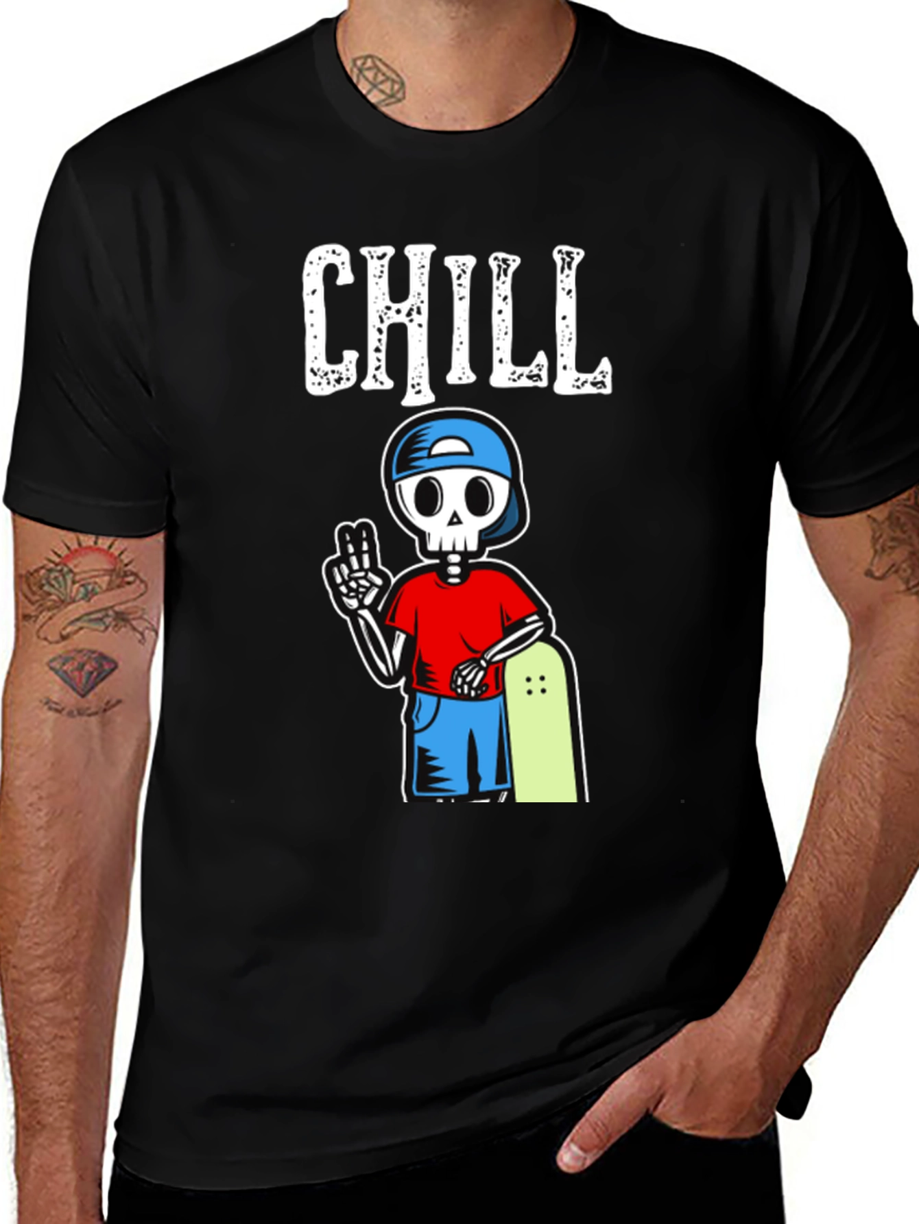 Variant 16 of Chill Skeleton Skateboarder Graphic T-Shirt
