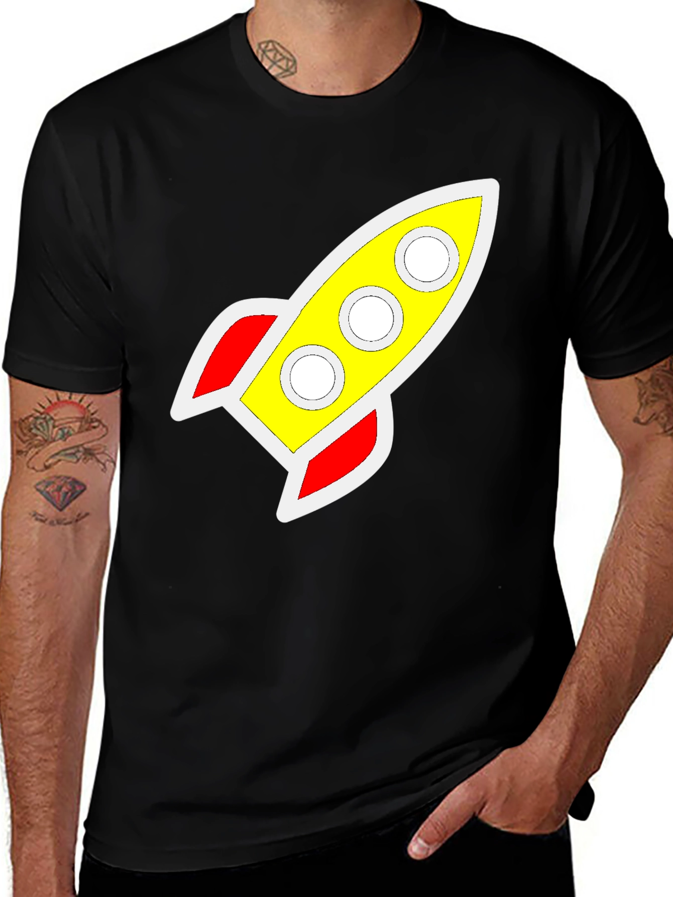 Variant 25 of Retro Rocket Graphic Tee - Classic Style