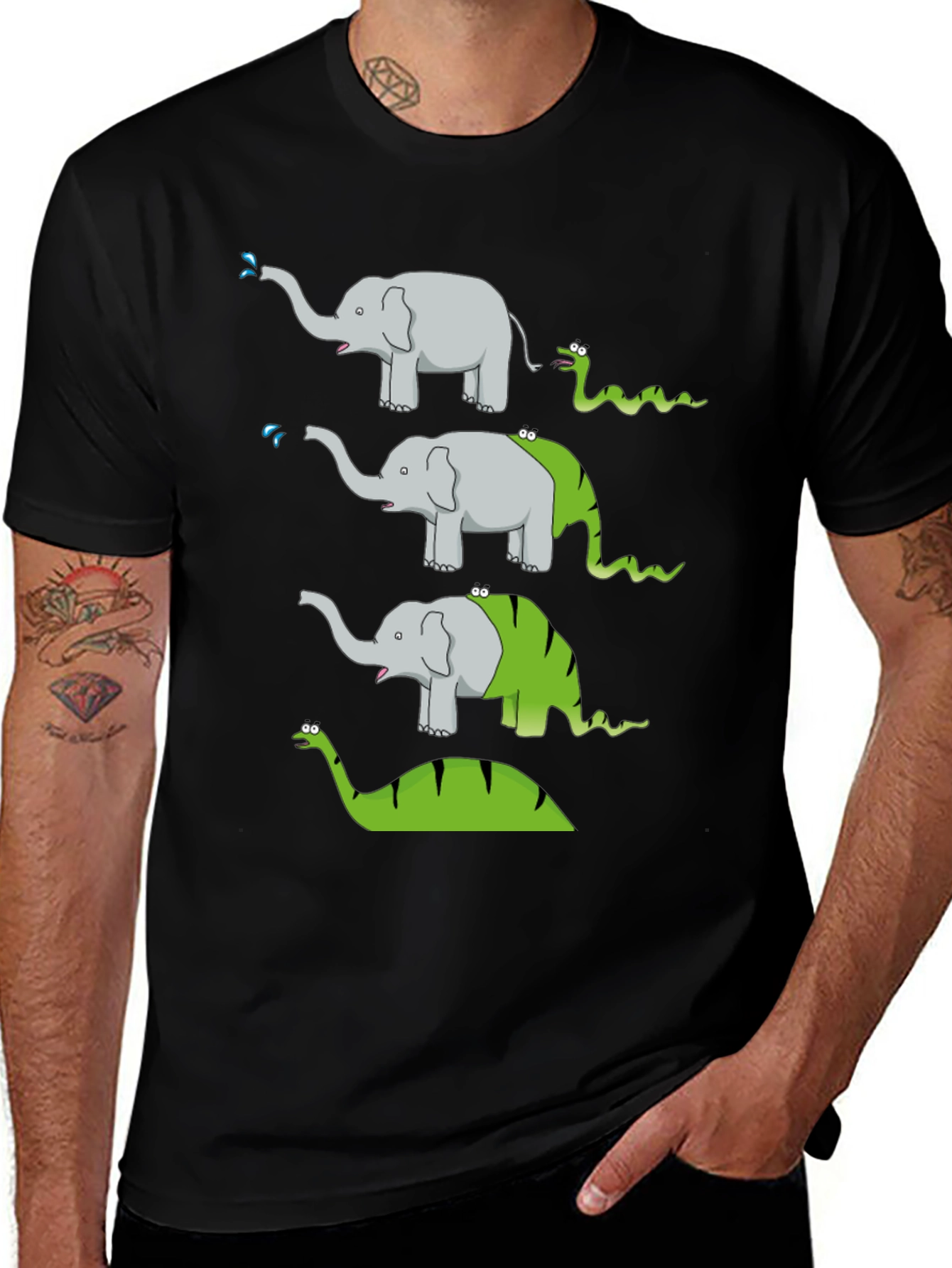 Variant 8 of Elephant Snake Evolution Black T-Shirt