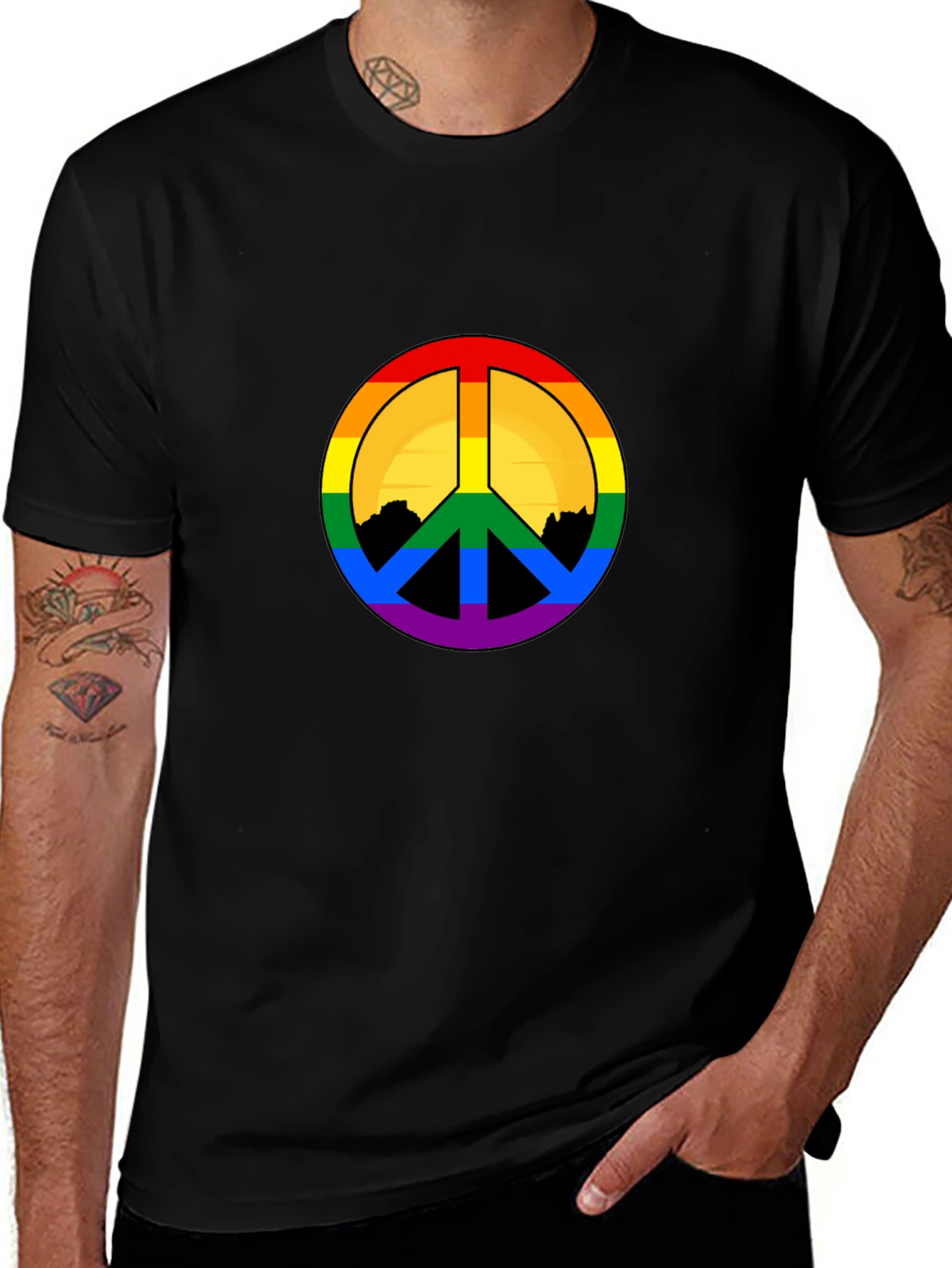 Variant 29 of LGBTQ+ Peace Sign Graphic Tee