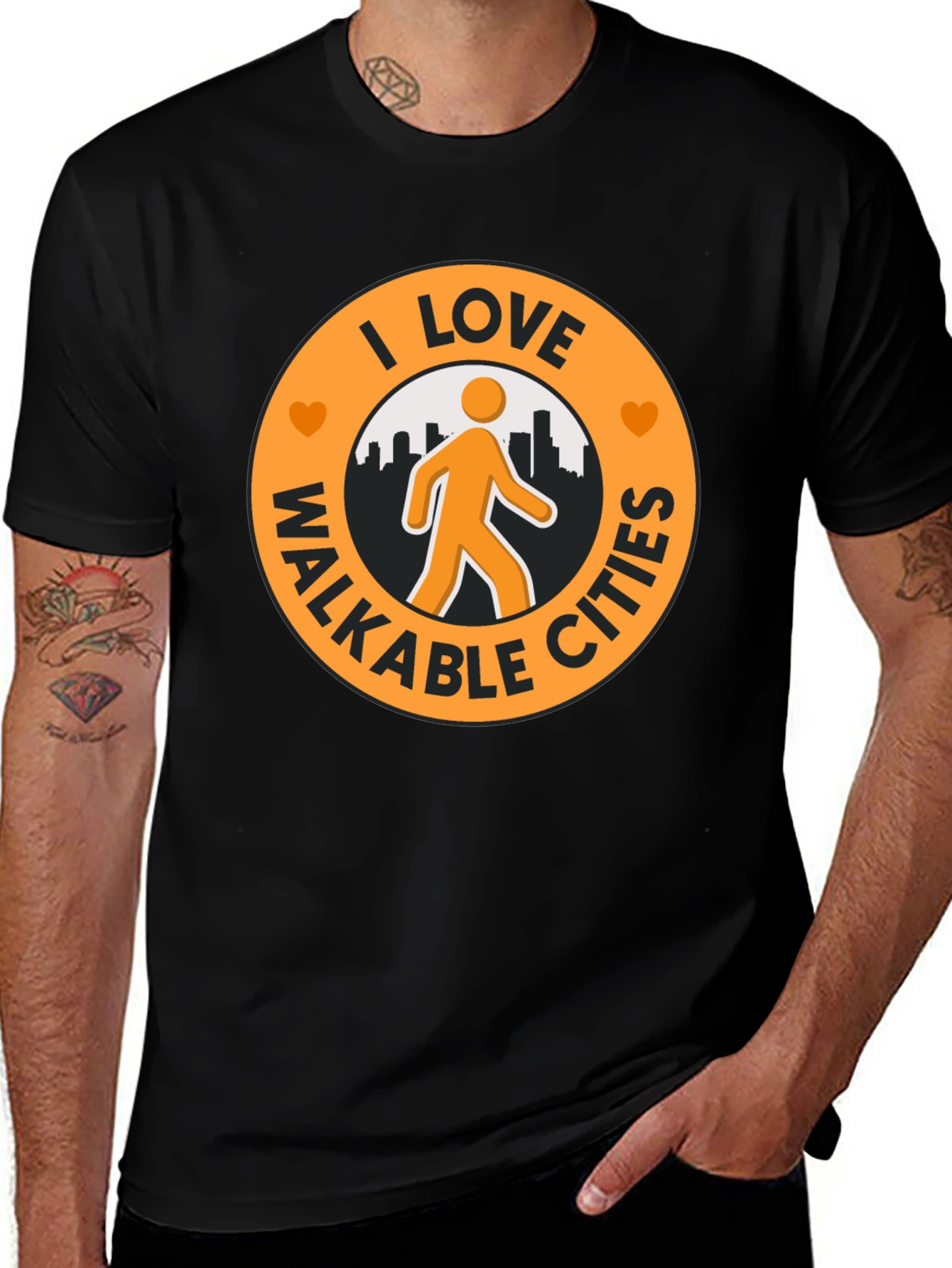 Variant 8 of I Love Walkable Cities Graphic T-Shirt - Black