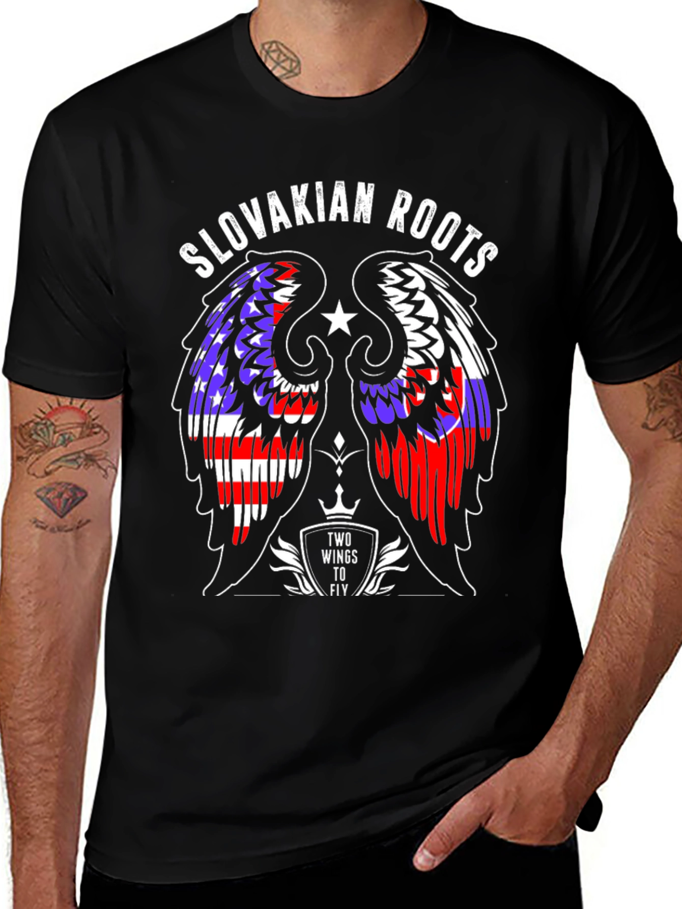 Slovakian Roots Wings Graphic T-Shirt