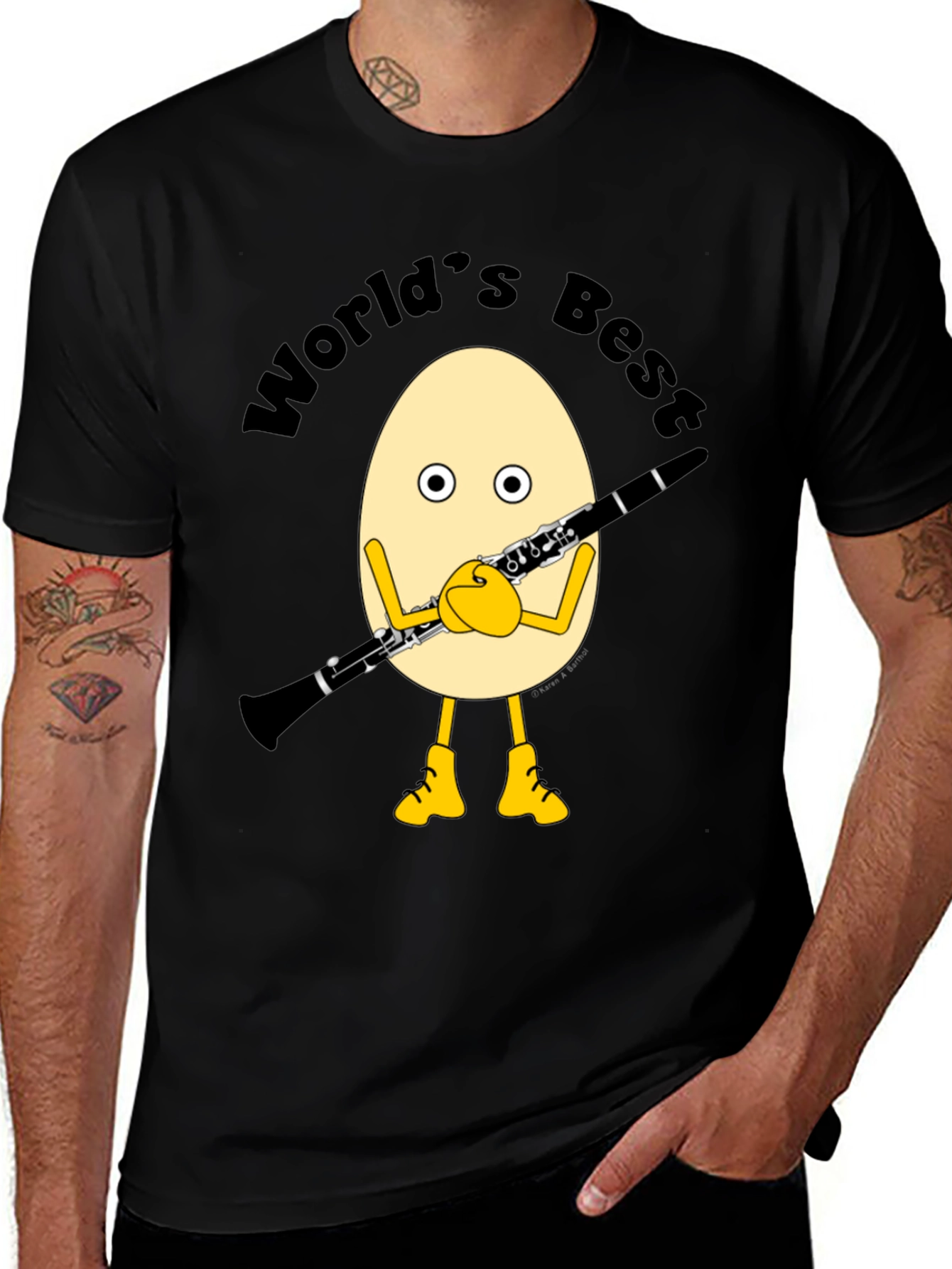 Variant 24 of World's Best Egg Clarinet Player Black T-Shirt