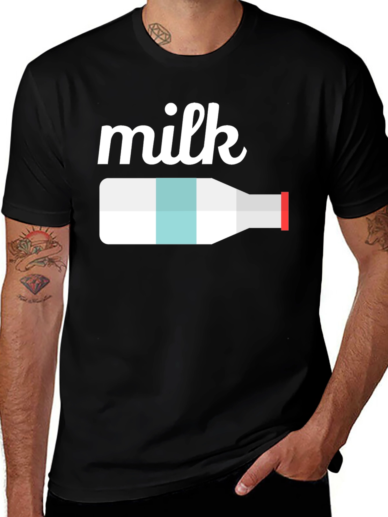 Variant 15 of Milk Graphic T-Shirt - Cute Milk Bottle Design