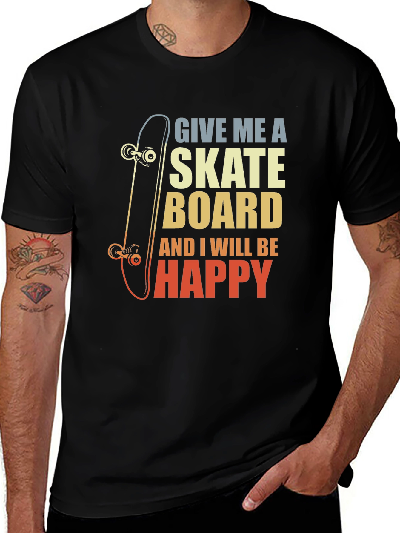 Variant 29 of Skateboard Lover Graphic Tee - "Give Me A Skateboard"