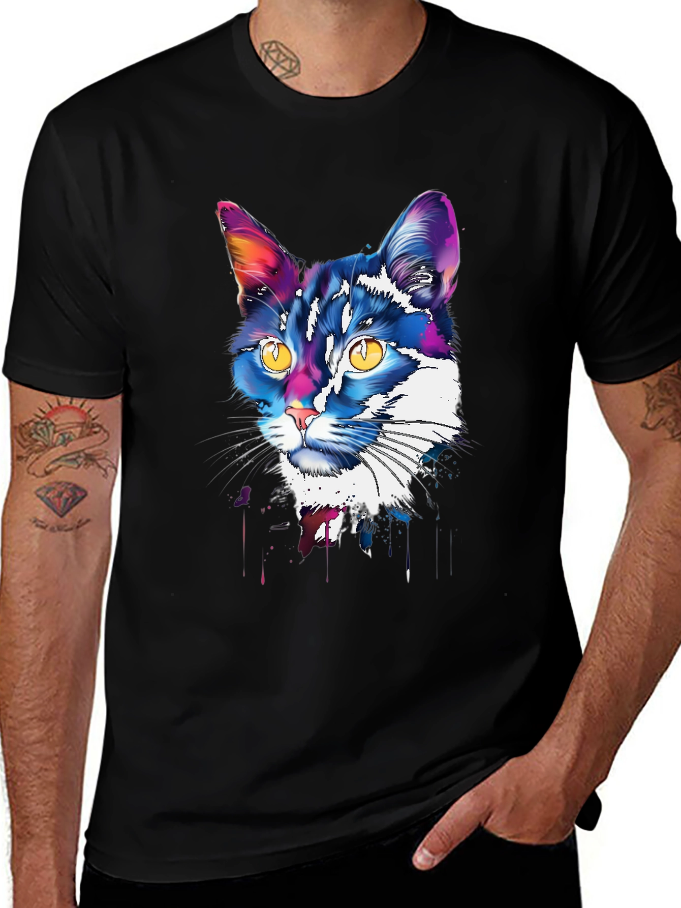 Variant 17 of Abstract Cat Graphic Tee - Unisex Black T-Shirt