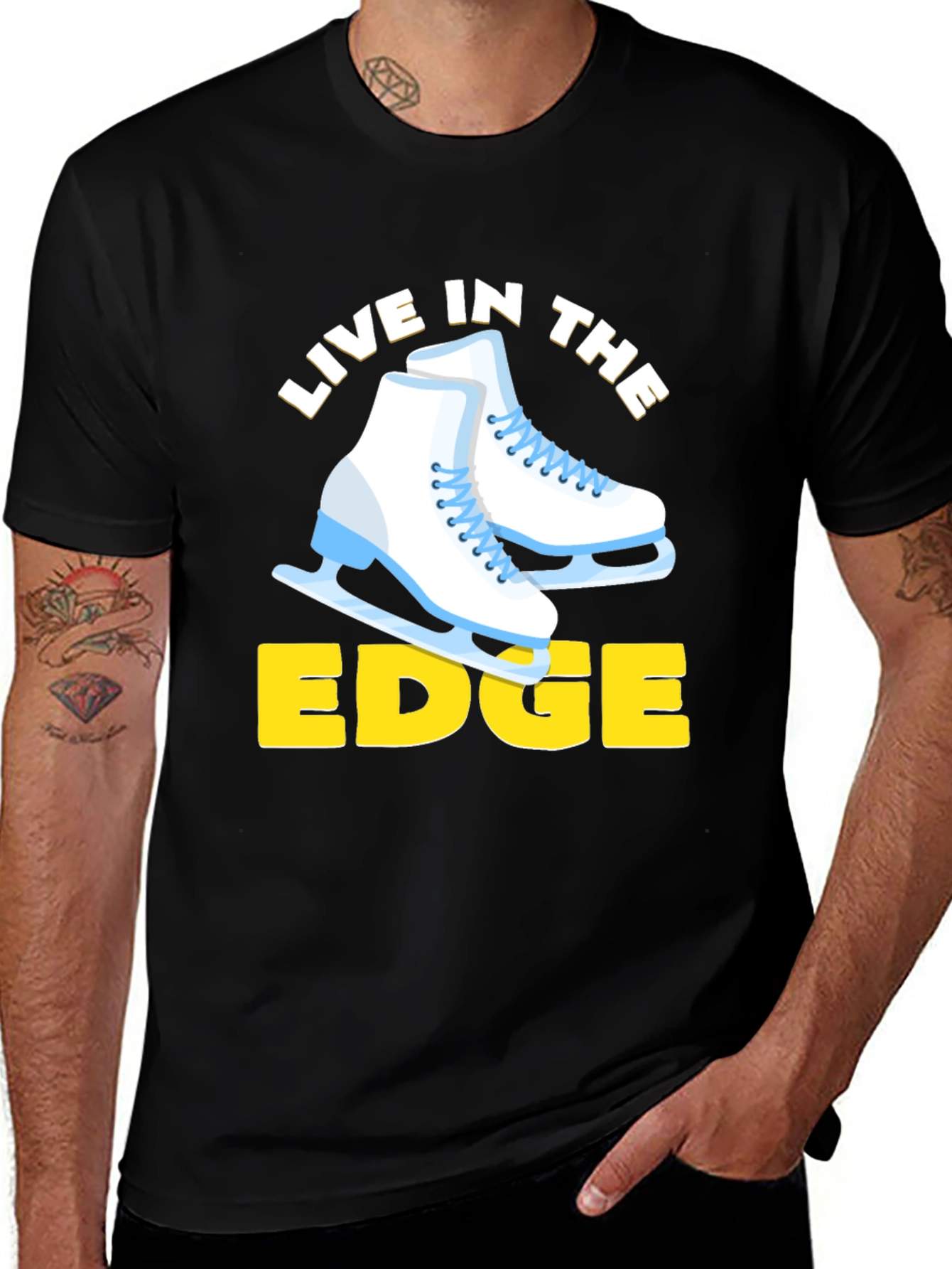 Live in the Edge Graphic T-Shirt - Ice Skates Design