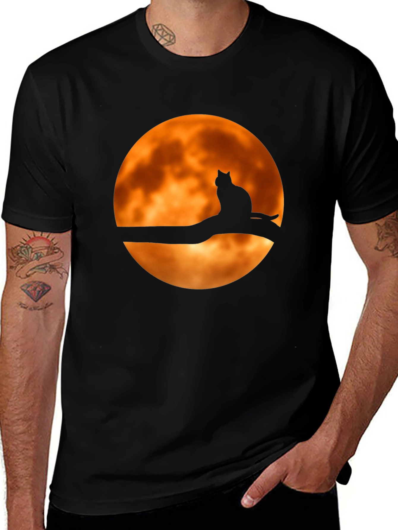 Variant 12 of Cat on Moon T-Shirt - Spooky Halloween Tee