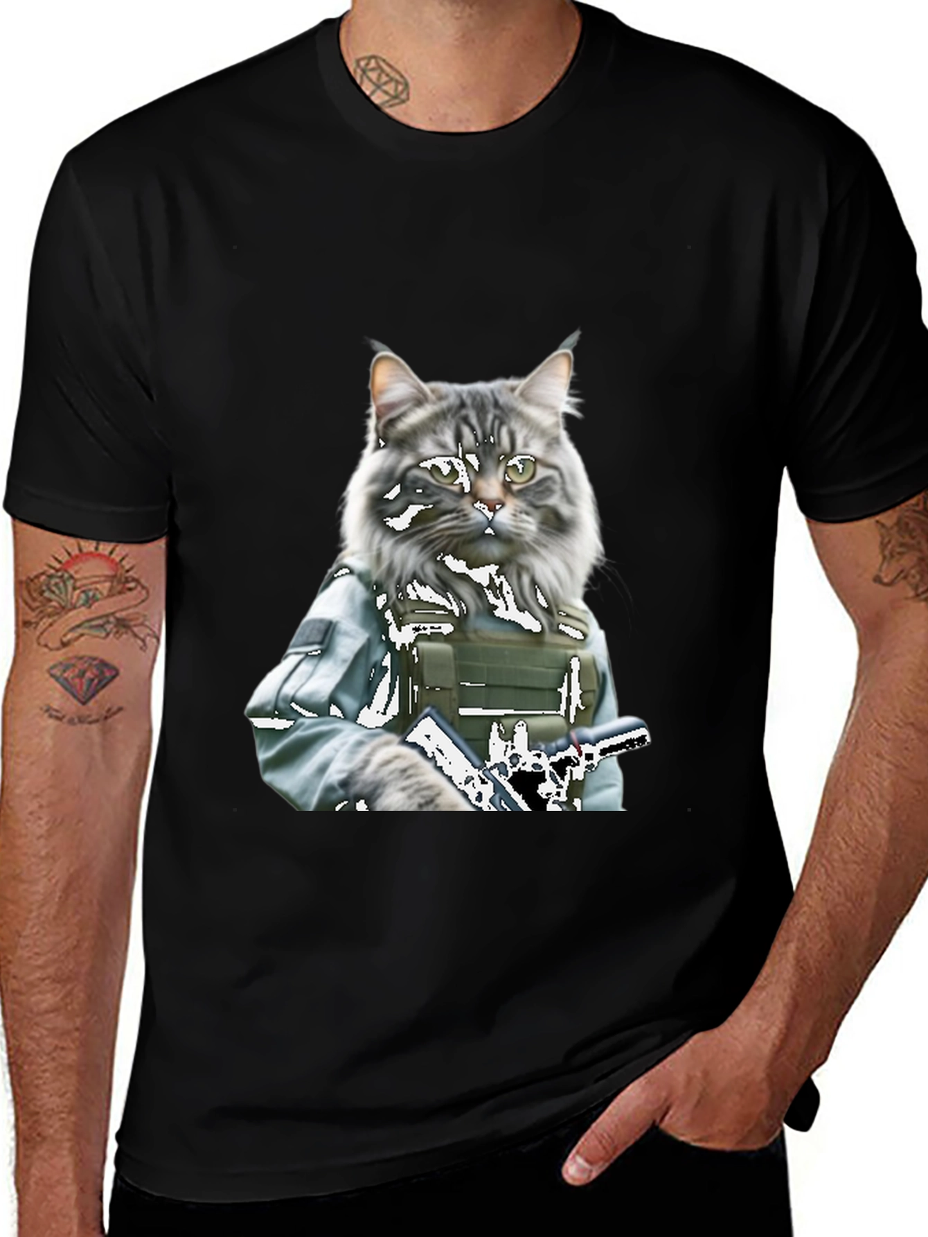 Variant 29 of Tactical Cat T-Shirt - Military Style Graphic Tee