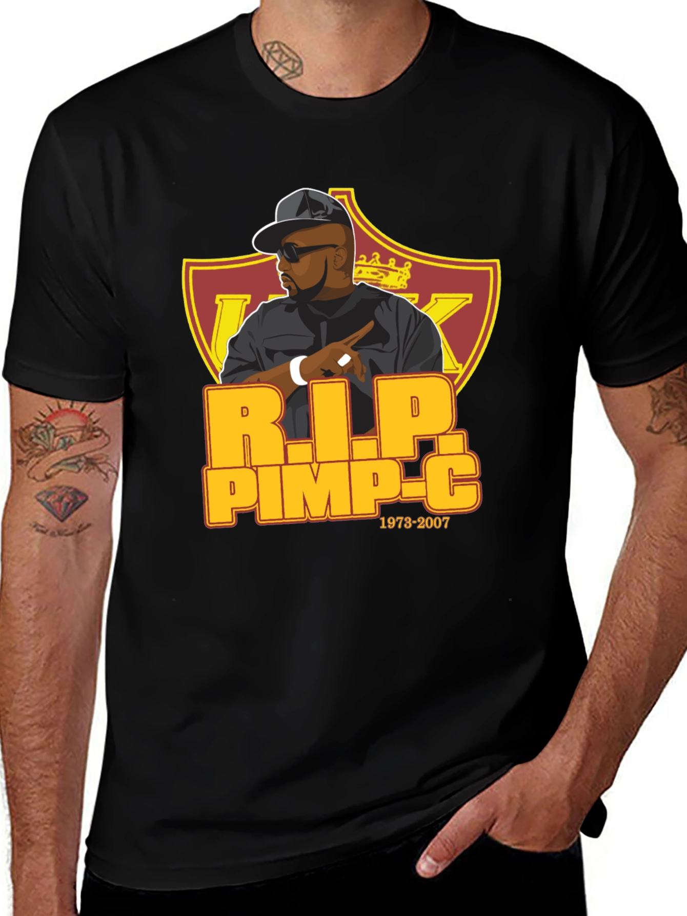 R.I.P. Pimp C Graphic Print T-Shirt - Black Cotton Tee