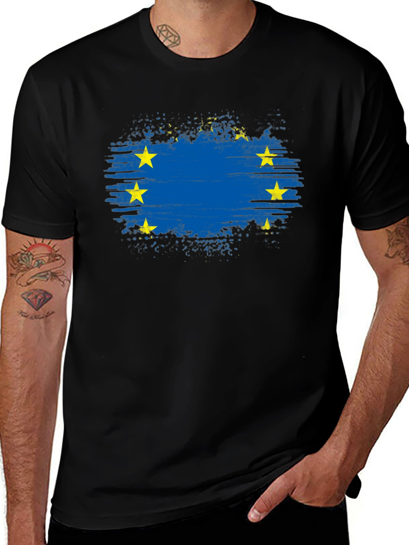EU Flag Graphic Black T-Shirt