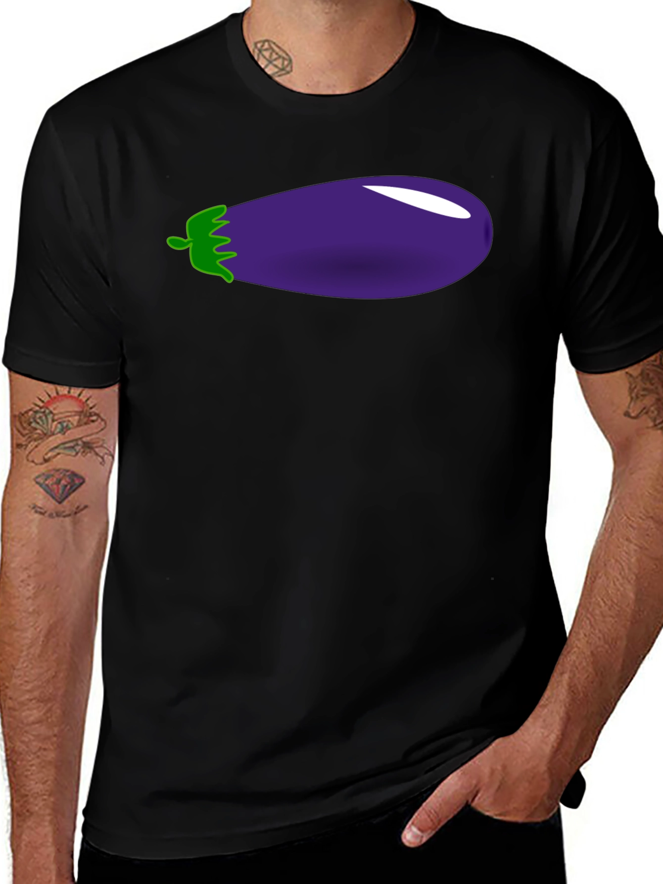 Black Eggplant Graphic Print Black T-Shirt main image