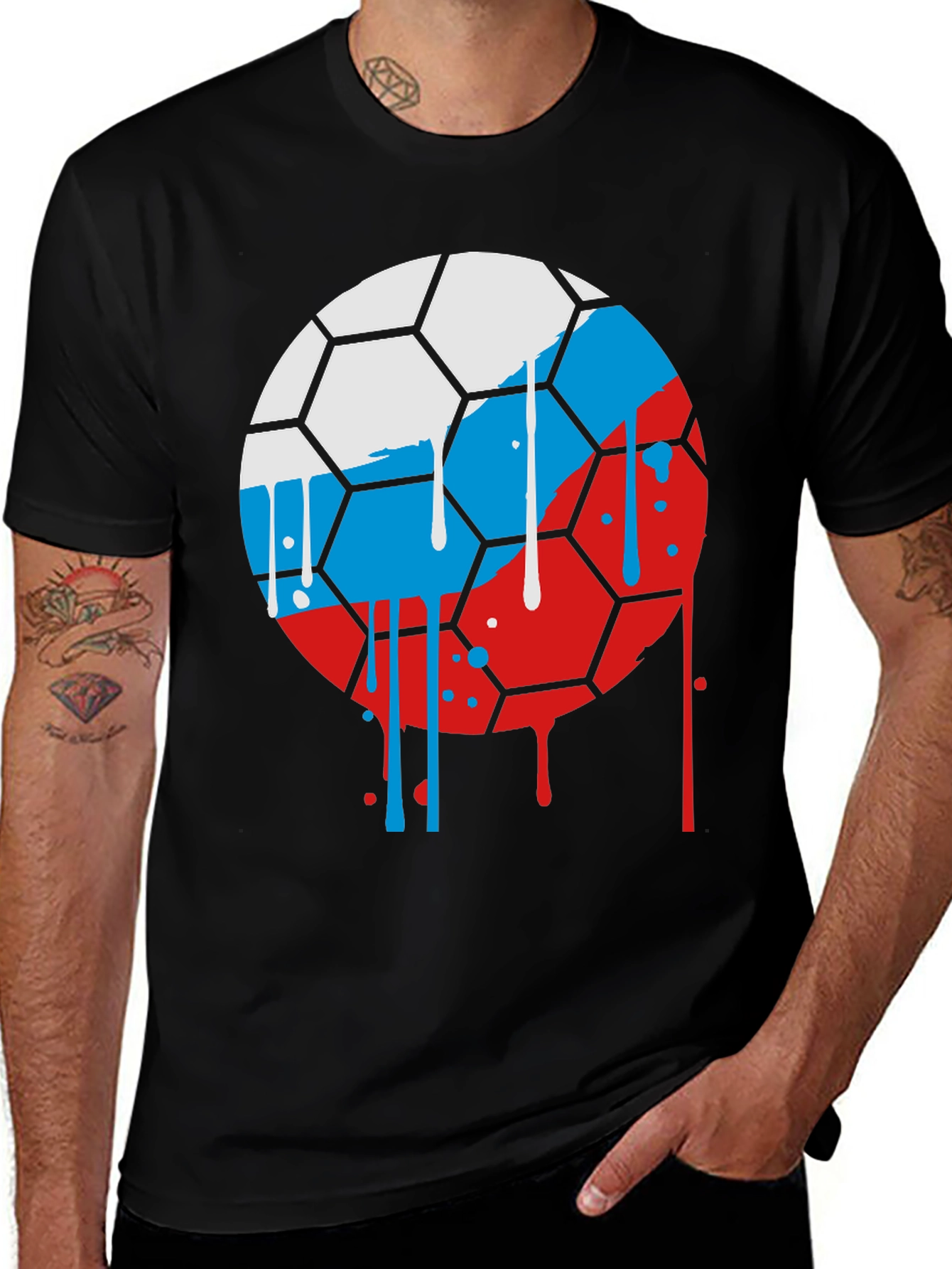 Variant 4 of Russia Flag Soccer Ball Graphic Tee