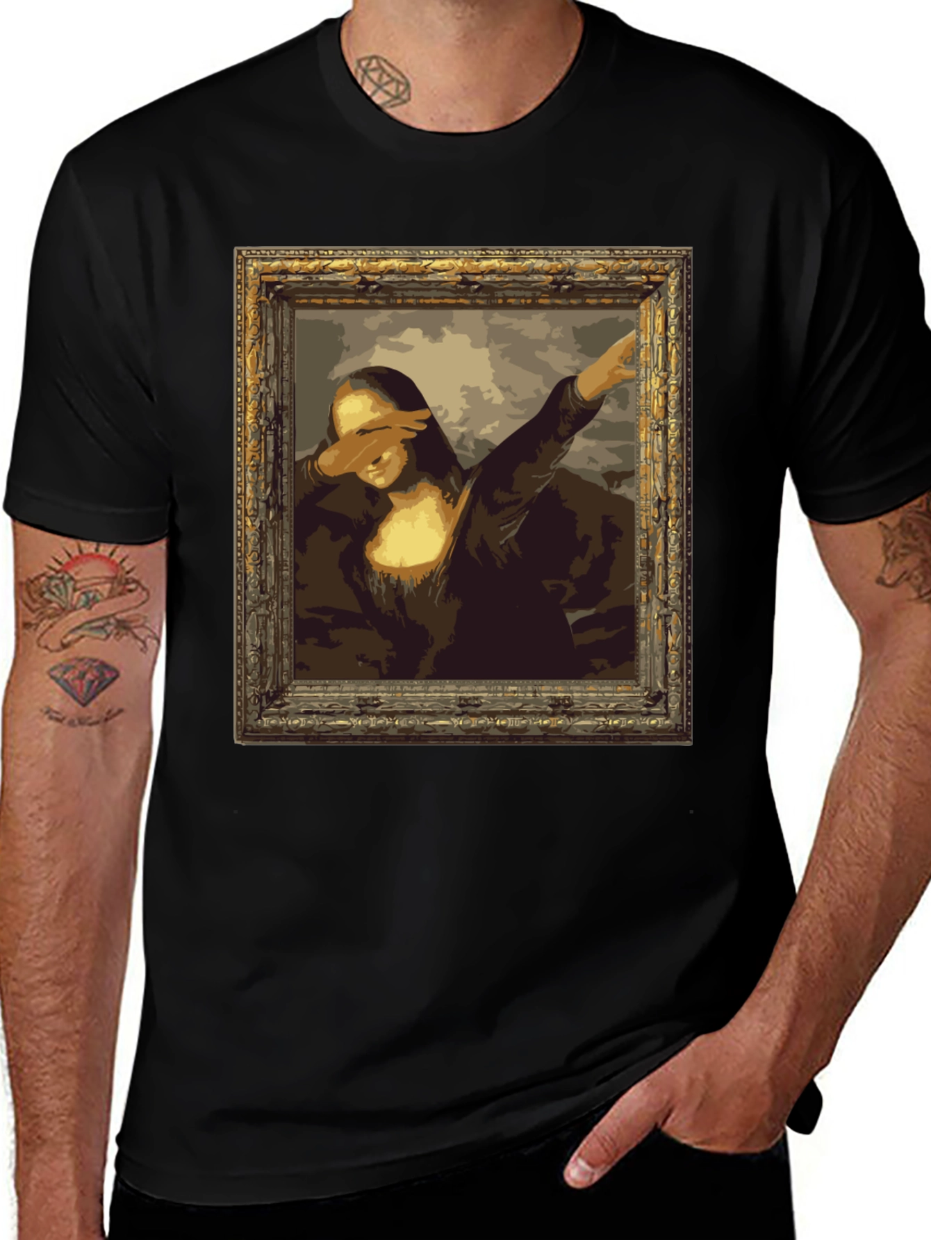 Black Mona Lisa Dab Black T-Shirt main image