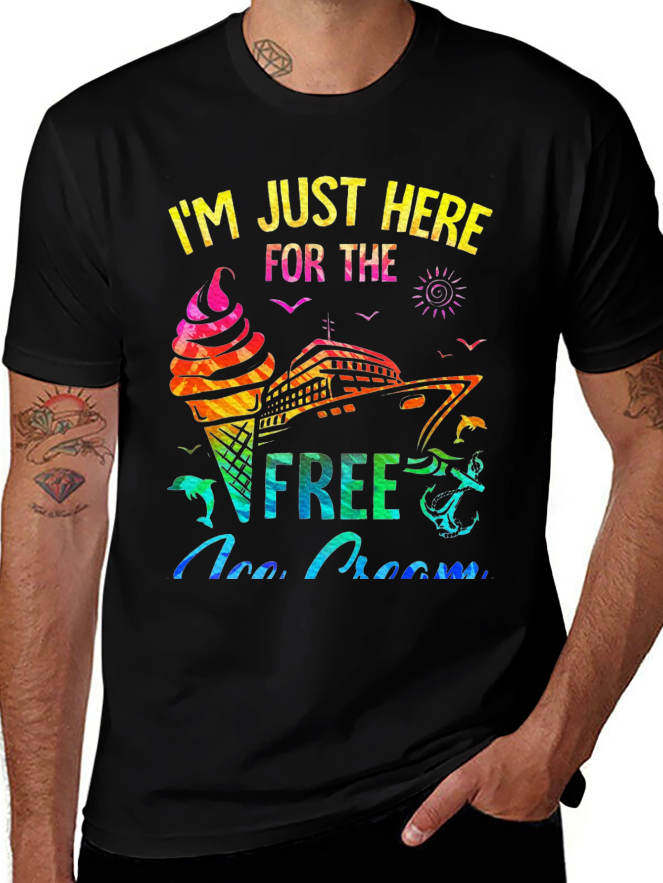 Variant 22 of Humorous Cruise Vacation T-Shirt: Free Ice Cream
