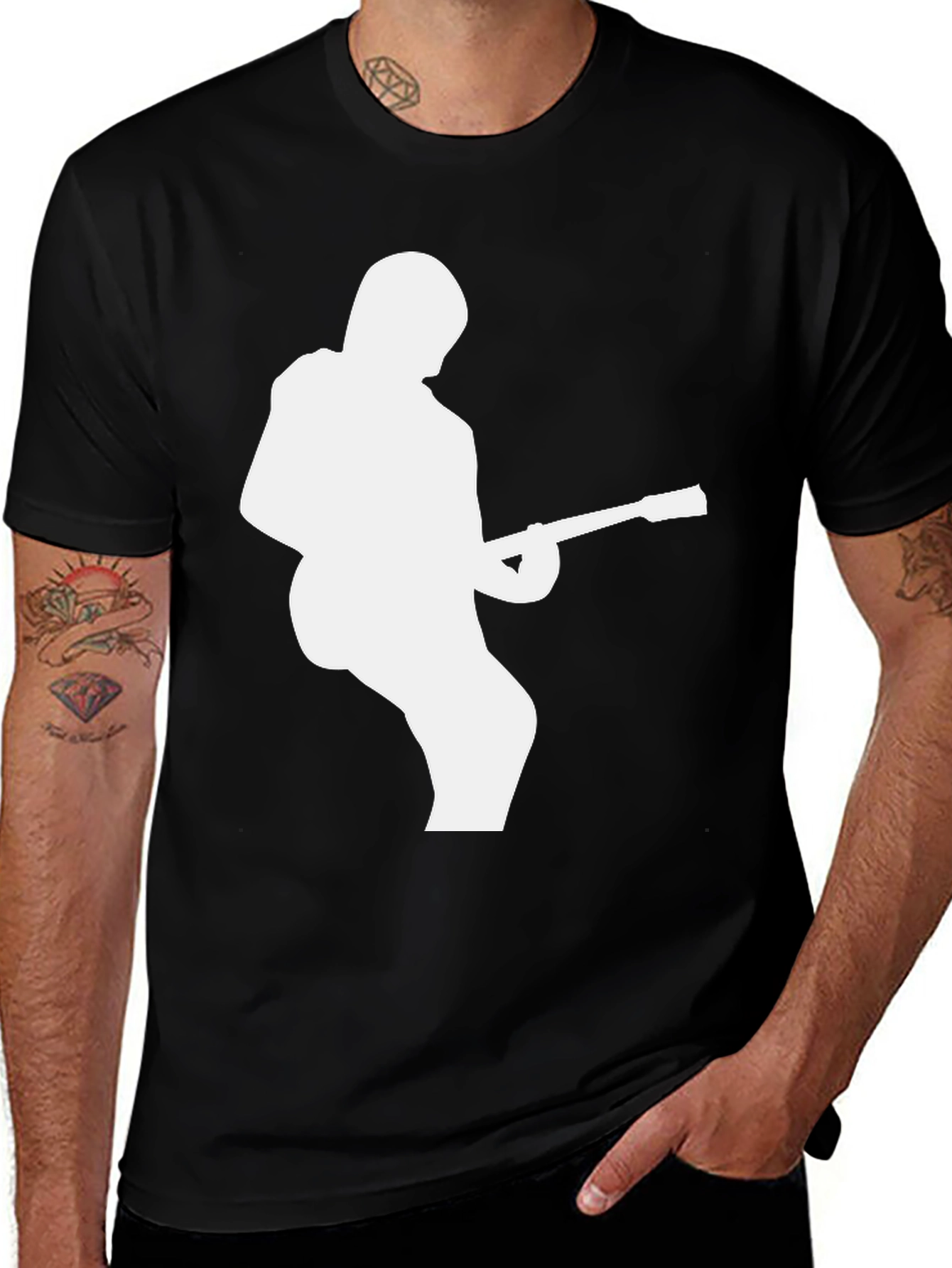 Variant 17 of Guitarist Silhouette Black T-Shirt