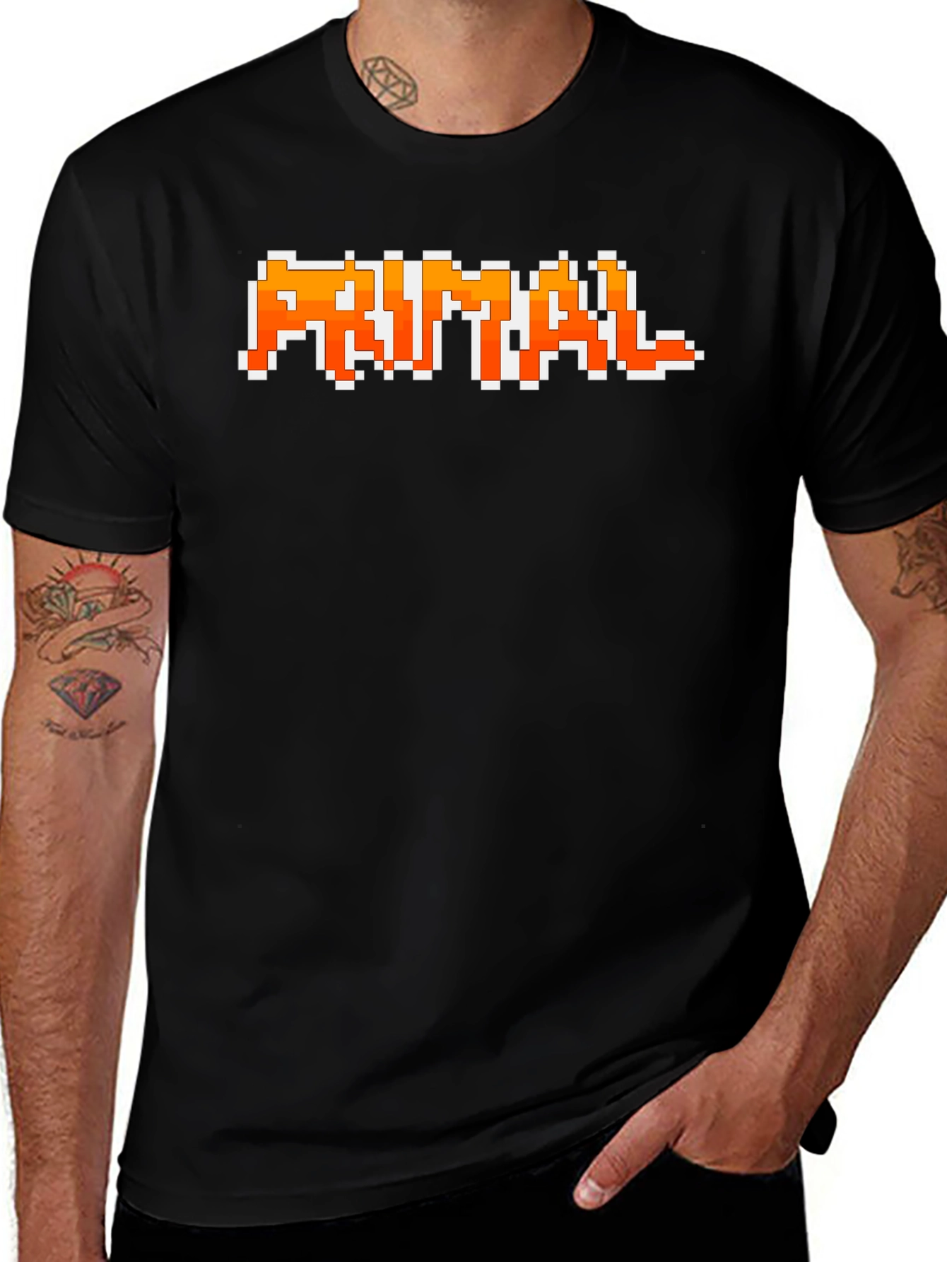 Primal Pixel T-Shirt - Retro Gaming Style