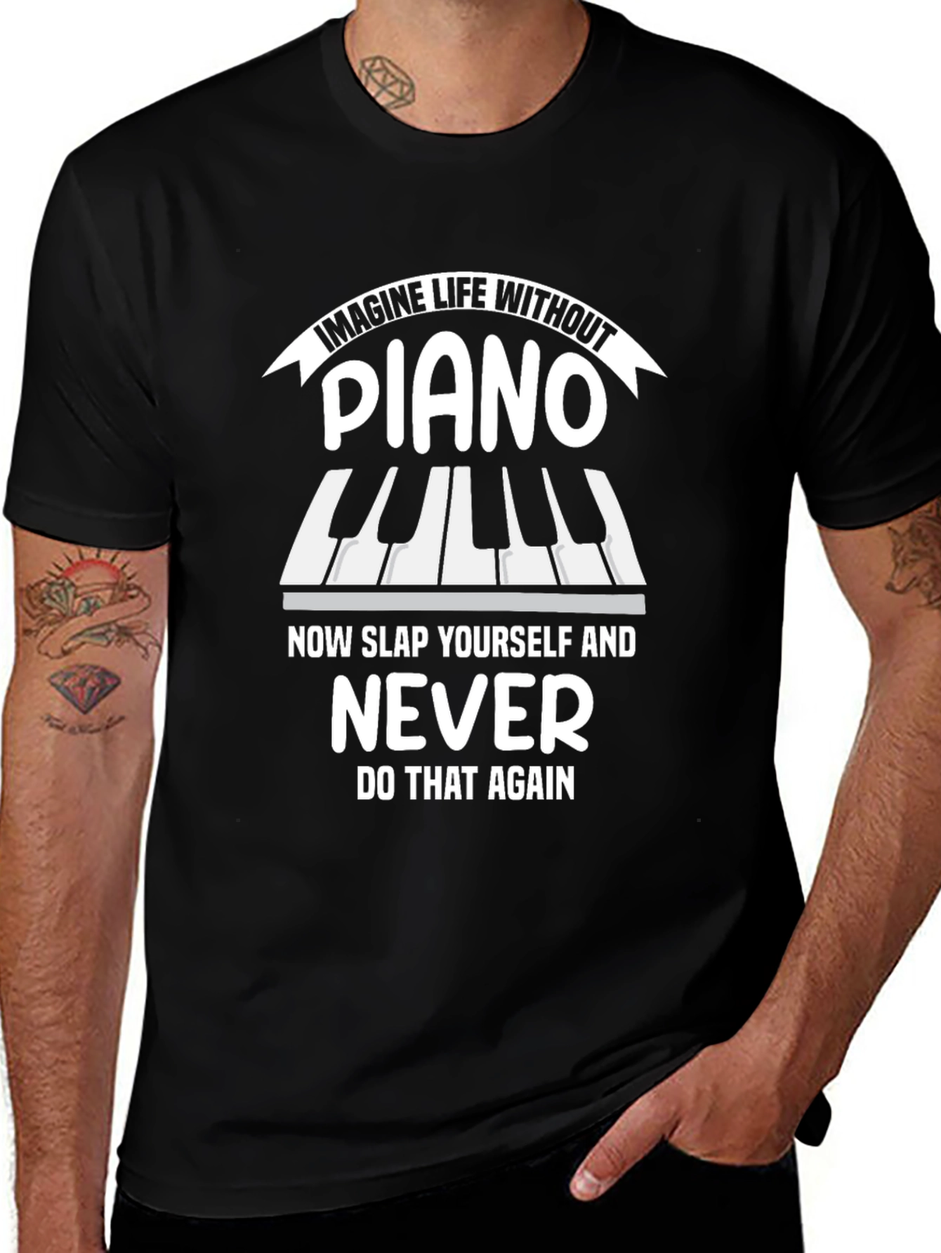 Variant 10 of Piano Lover T-Shirt - Imagine Life Without Piano