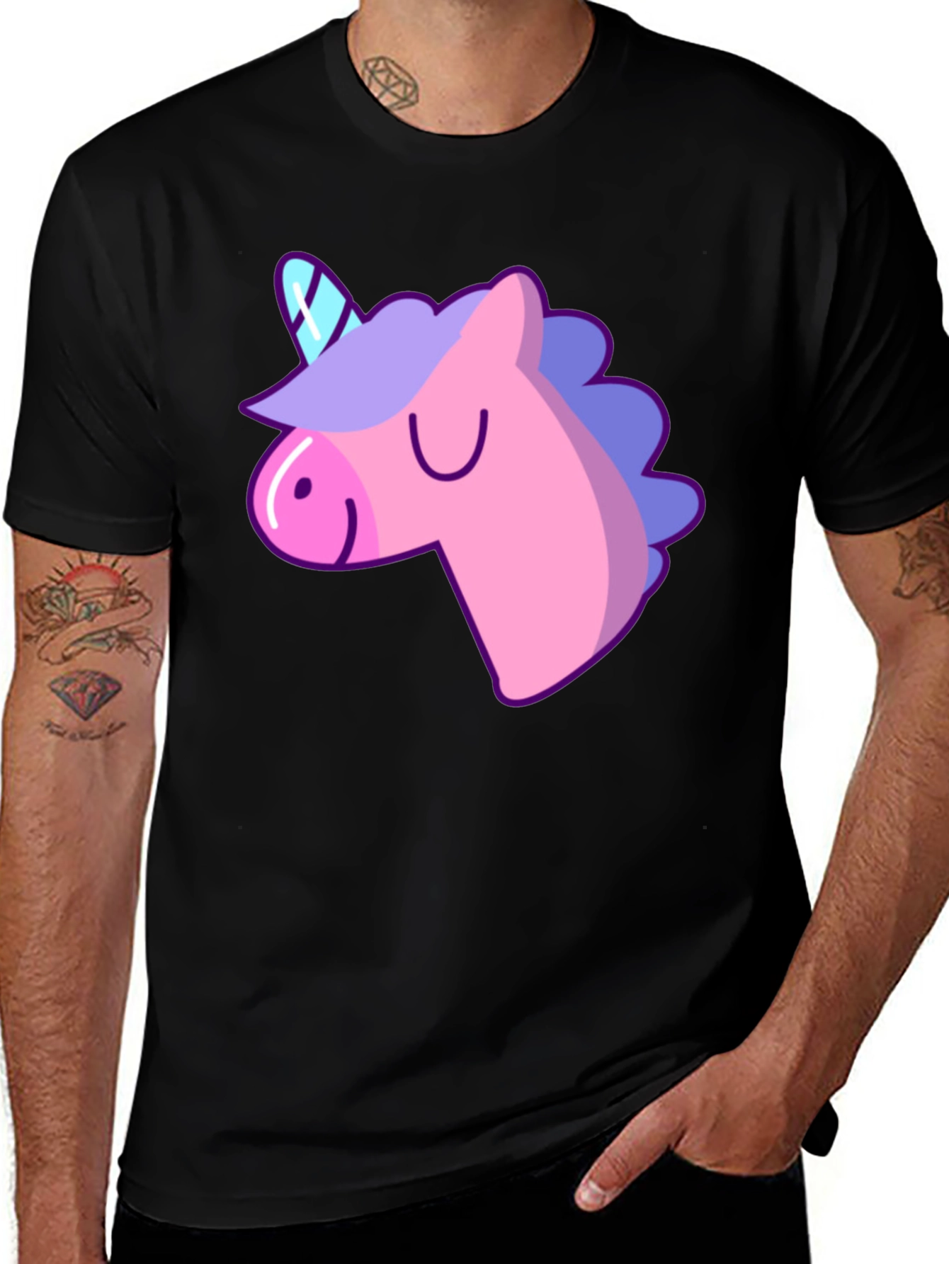 Variant 4 of Unicorn Graphic T-Shirt - Black Casual Tee