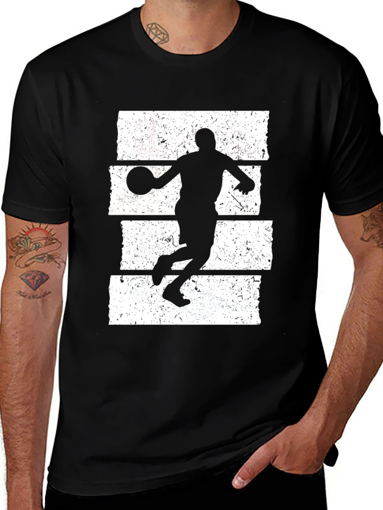 Variant 10 of Basketball Silhouette Graphic Tee - Black