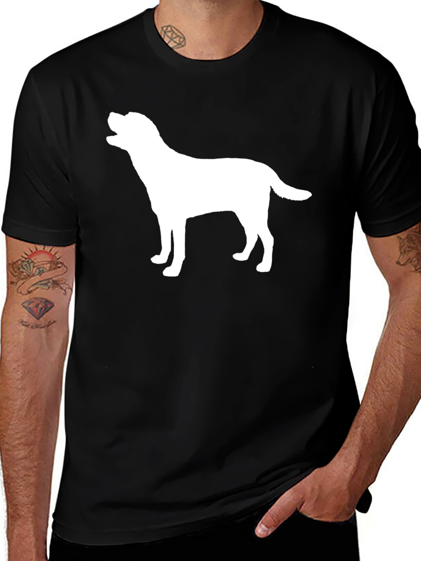 Variant 17 of Dog Silhouette Graphic Tee - Black