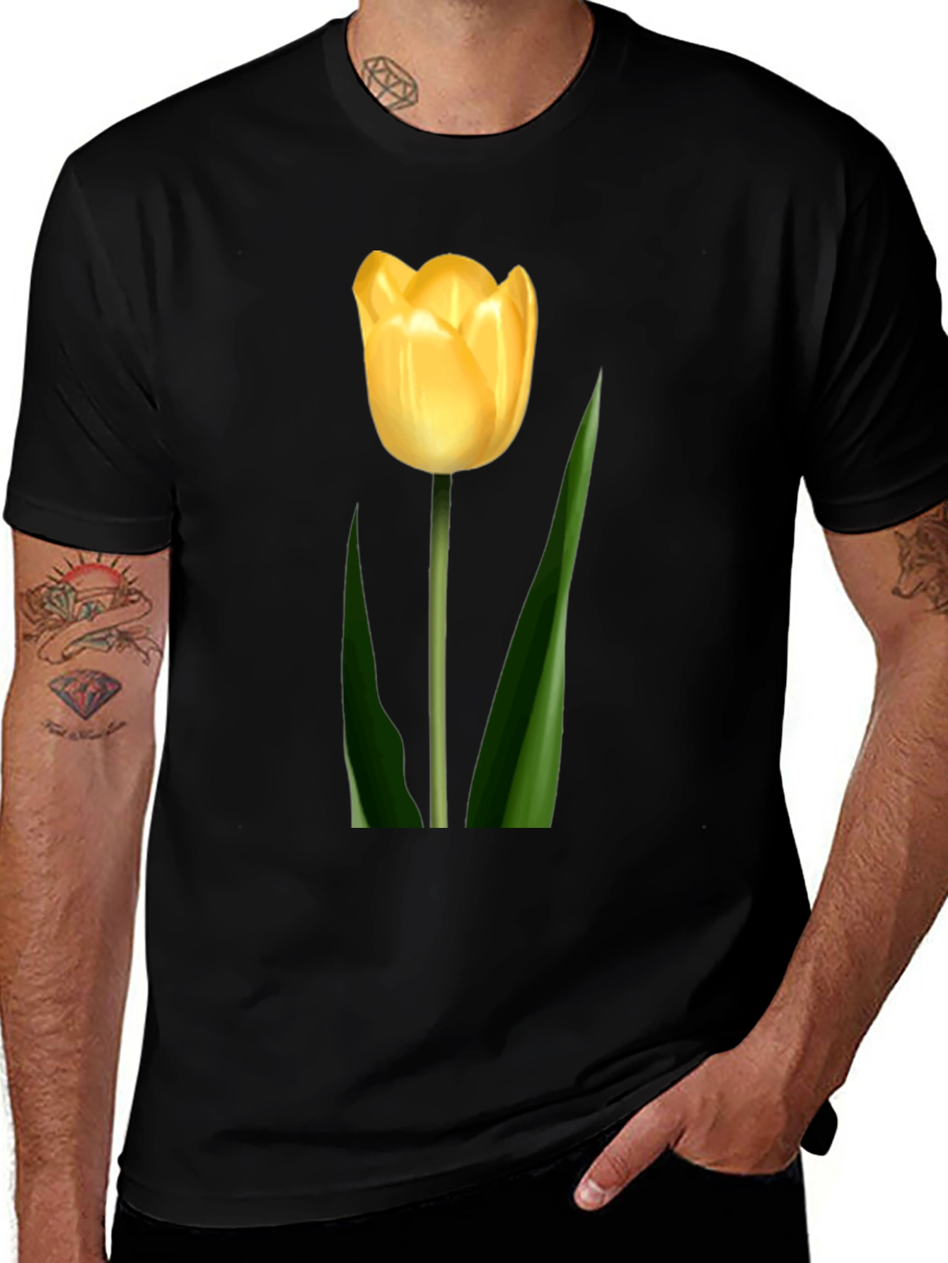 Variant 28 of Tulip Graphic Tee - Floral Design, Soft Cotton