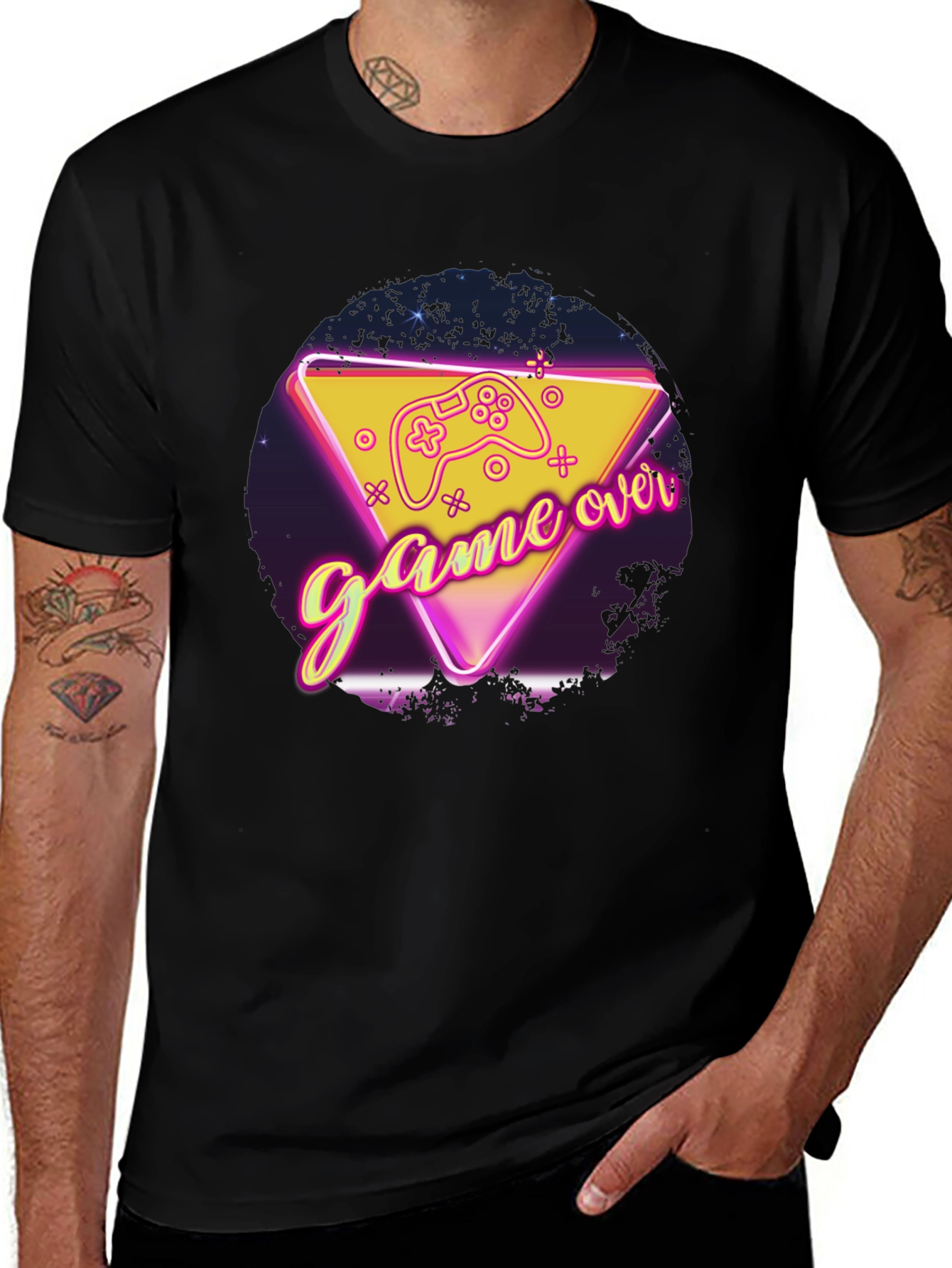 Game Over Retro Style Black T-Shirt