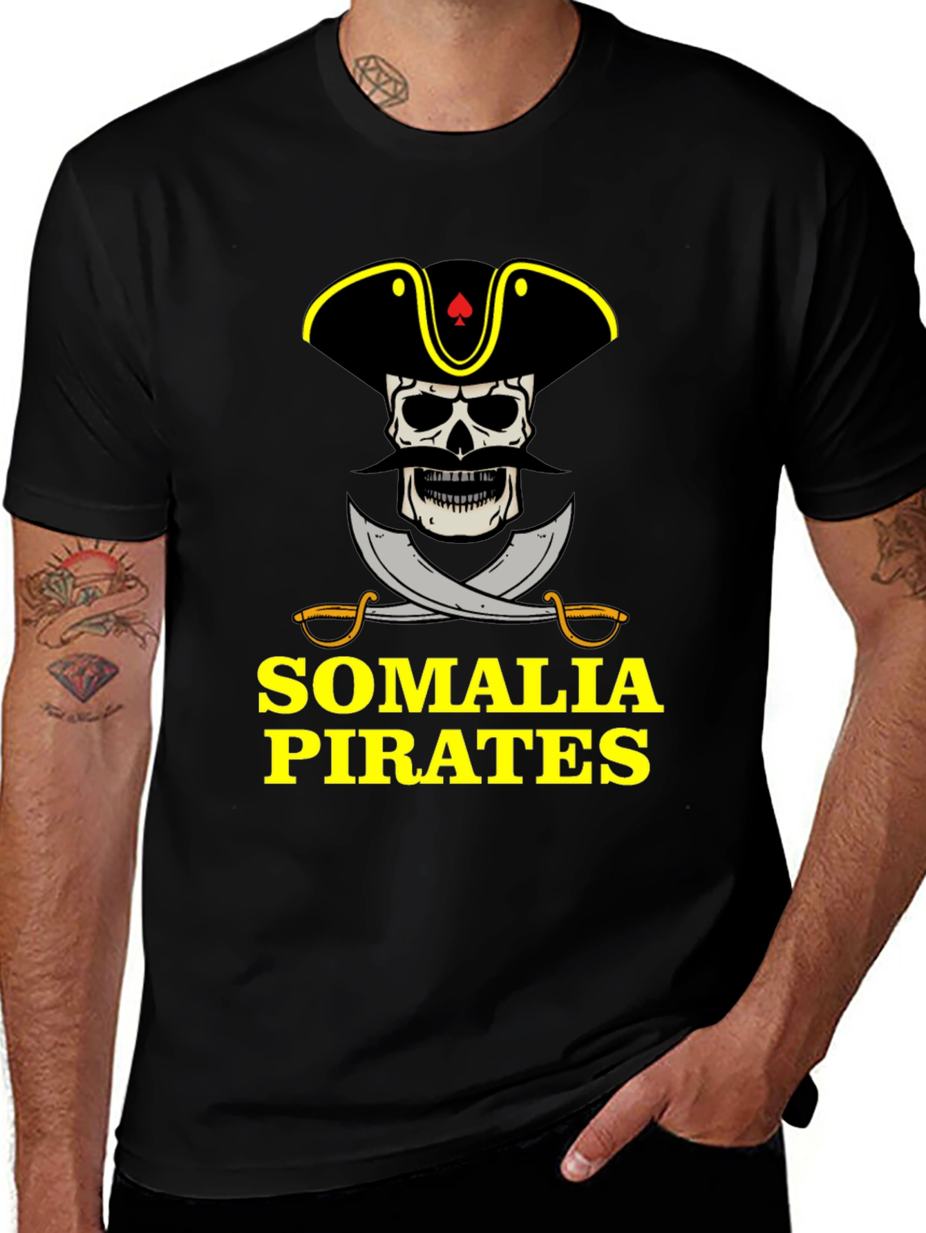 Variant 29 of Somalia Pirates T-Shirt - Skull & Swords Design