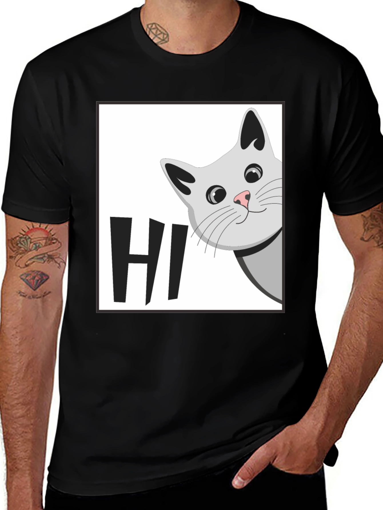 Variant 18 of Peek-a-Boo Cat HI T-Shirt - Cute Feline Graphic Tee
