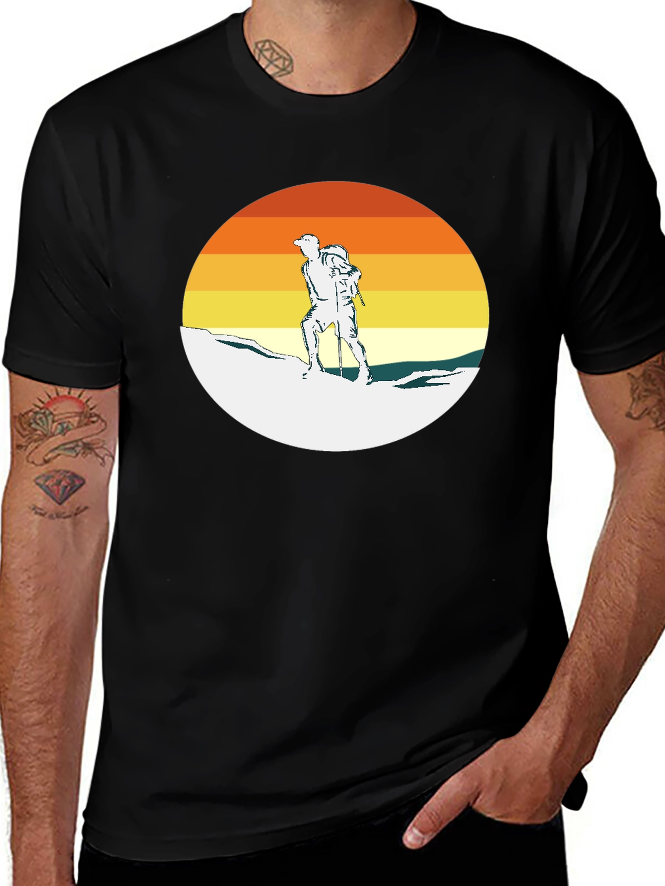 Variant 9 of Hiking Adventure Tee - Retro Sunset Climber