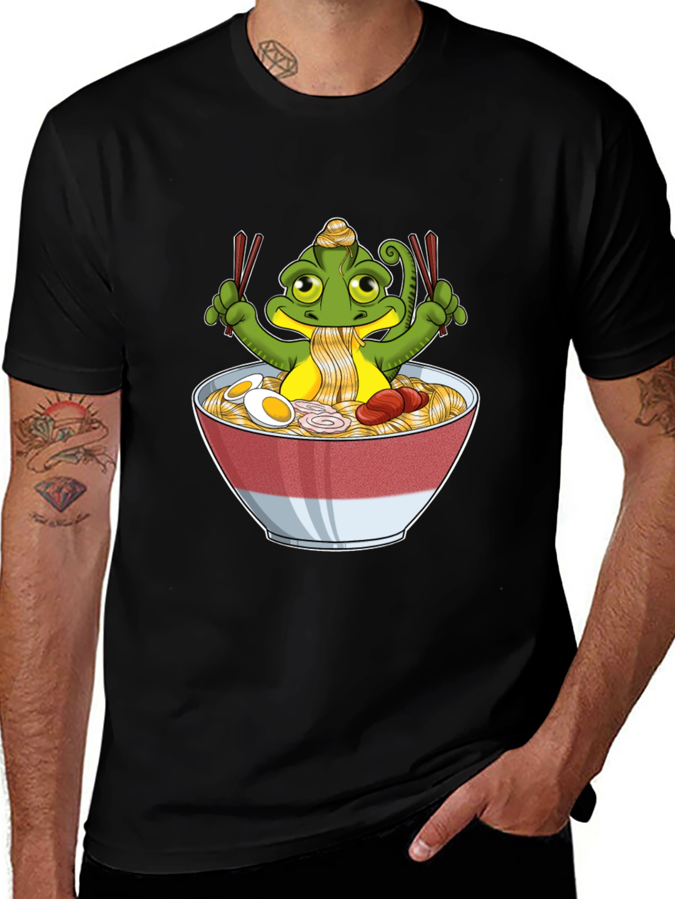 Variant 17 of Chameleon Ramen T-Shirt - Cute Anime Graphic Tee