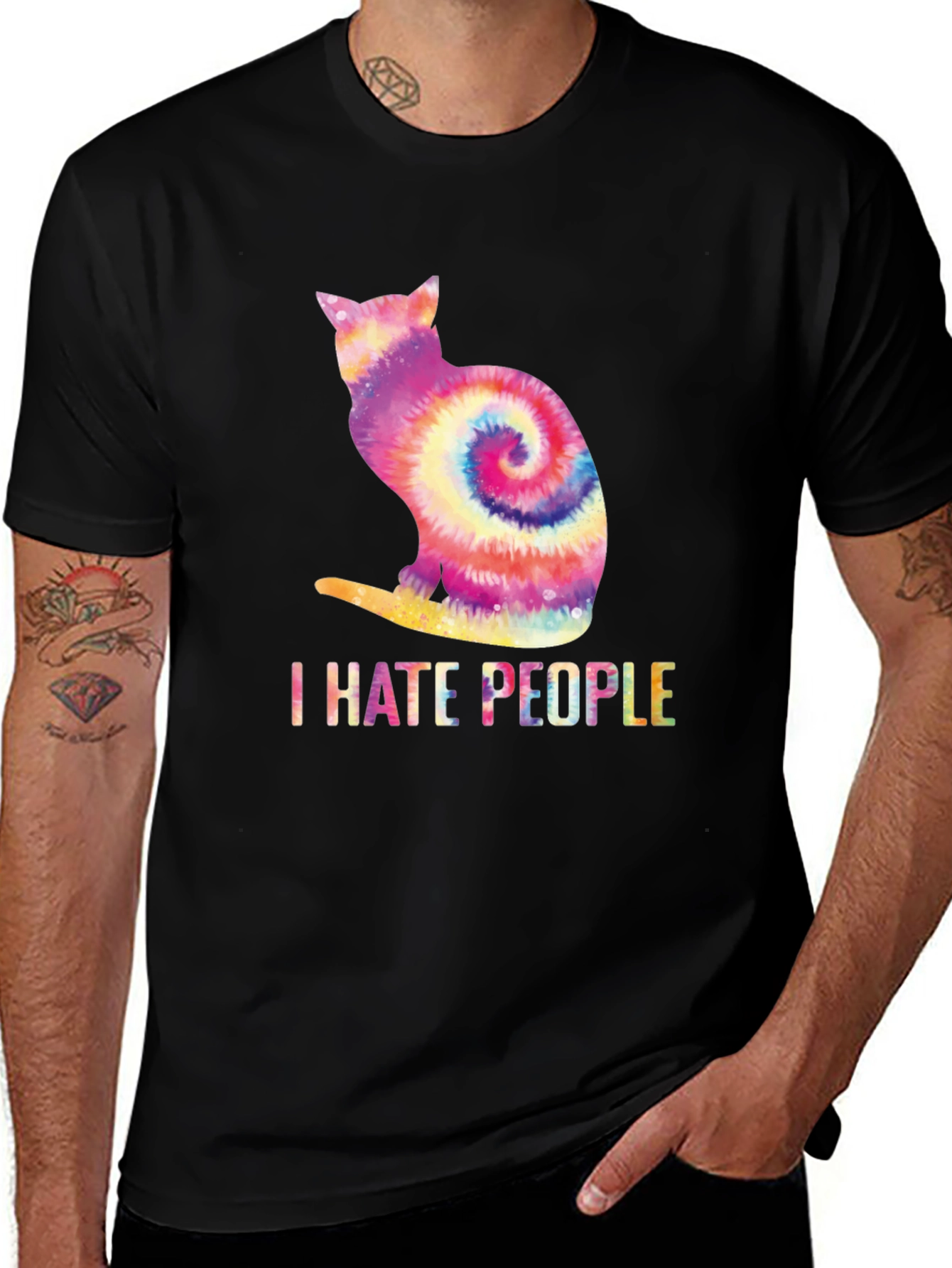 Variant 15 of I Hate People Cat Tie-Dye Graphic T-Shirt