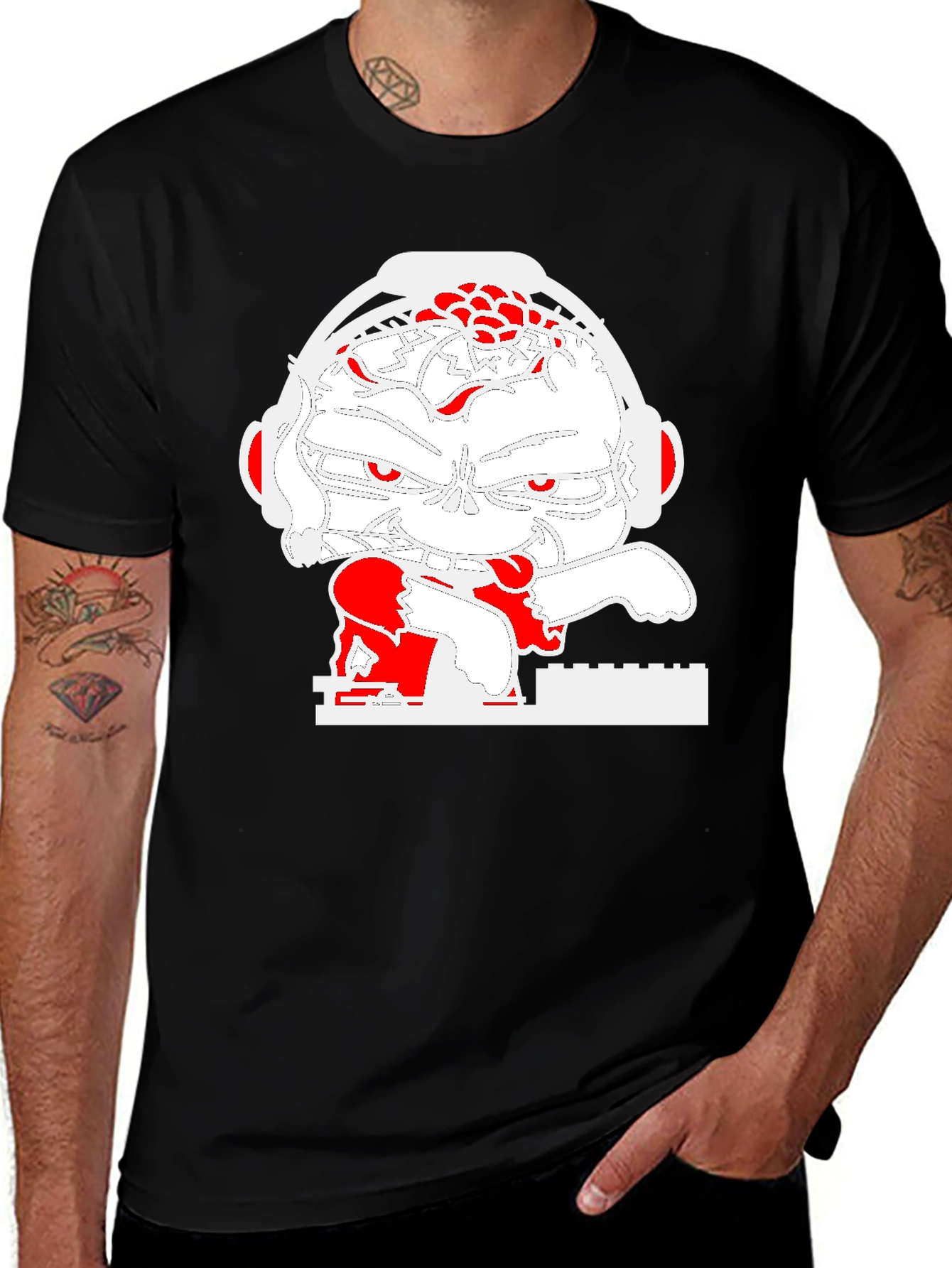 Variant 5 of DJ Zombie Graphic Tee - Black