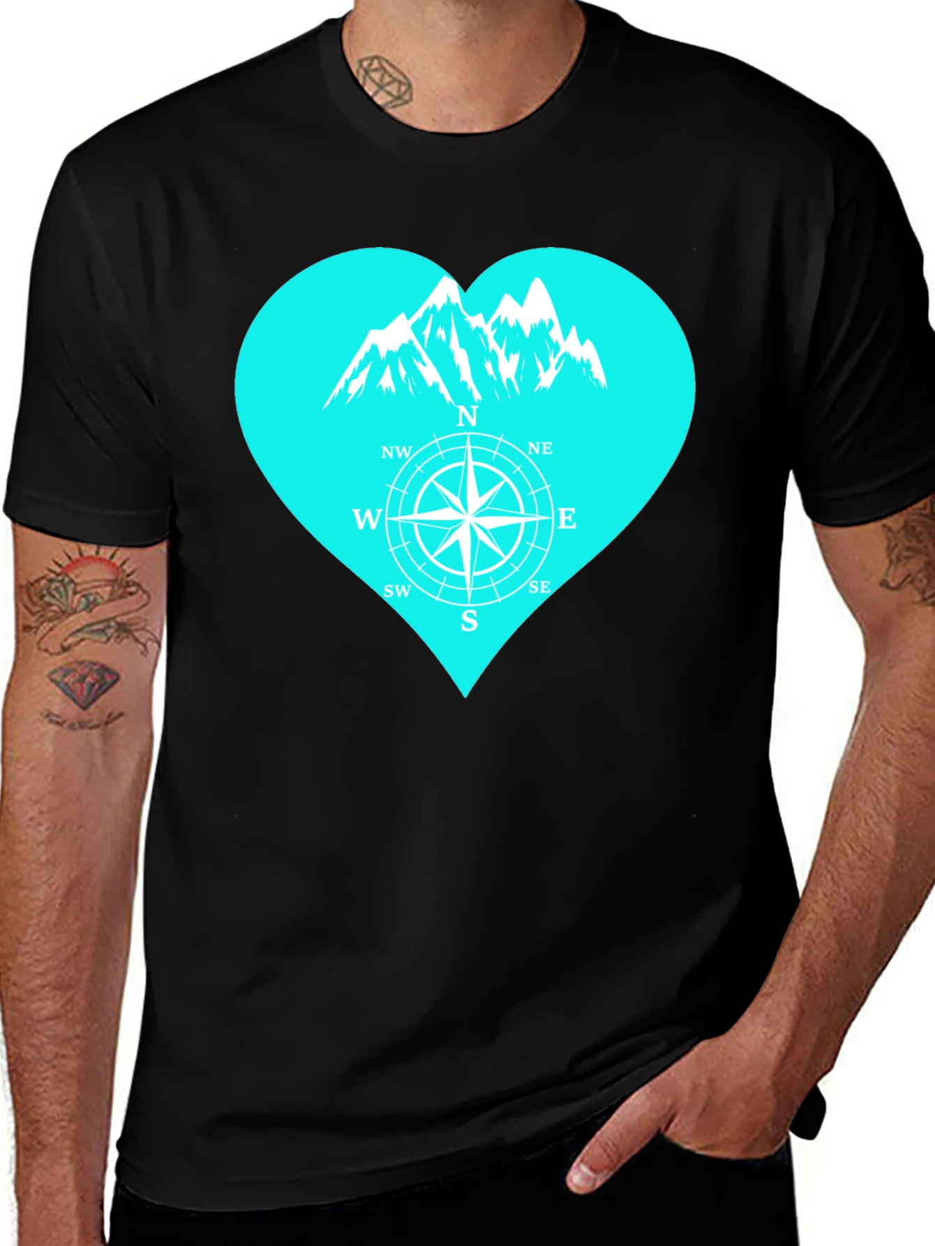 Variant 25 of Mountain Compass Heart T-Shirt - Adventure Ready