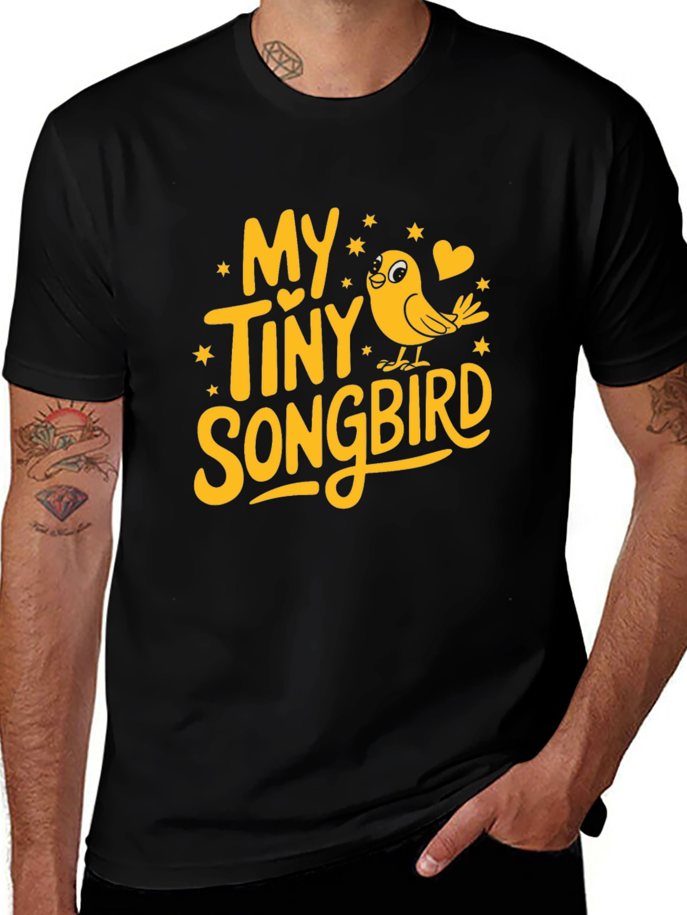 My Tiny Songbird Graphic Tee - Black Cotton Blend