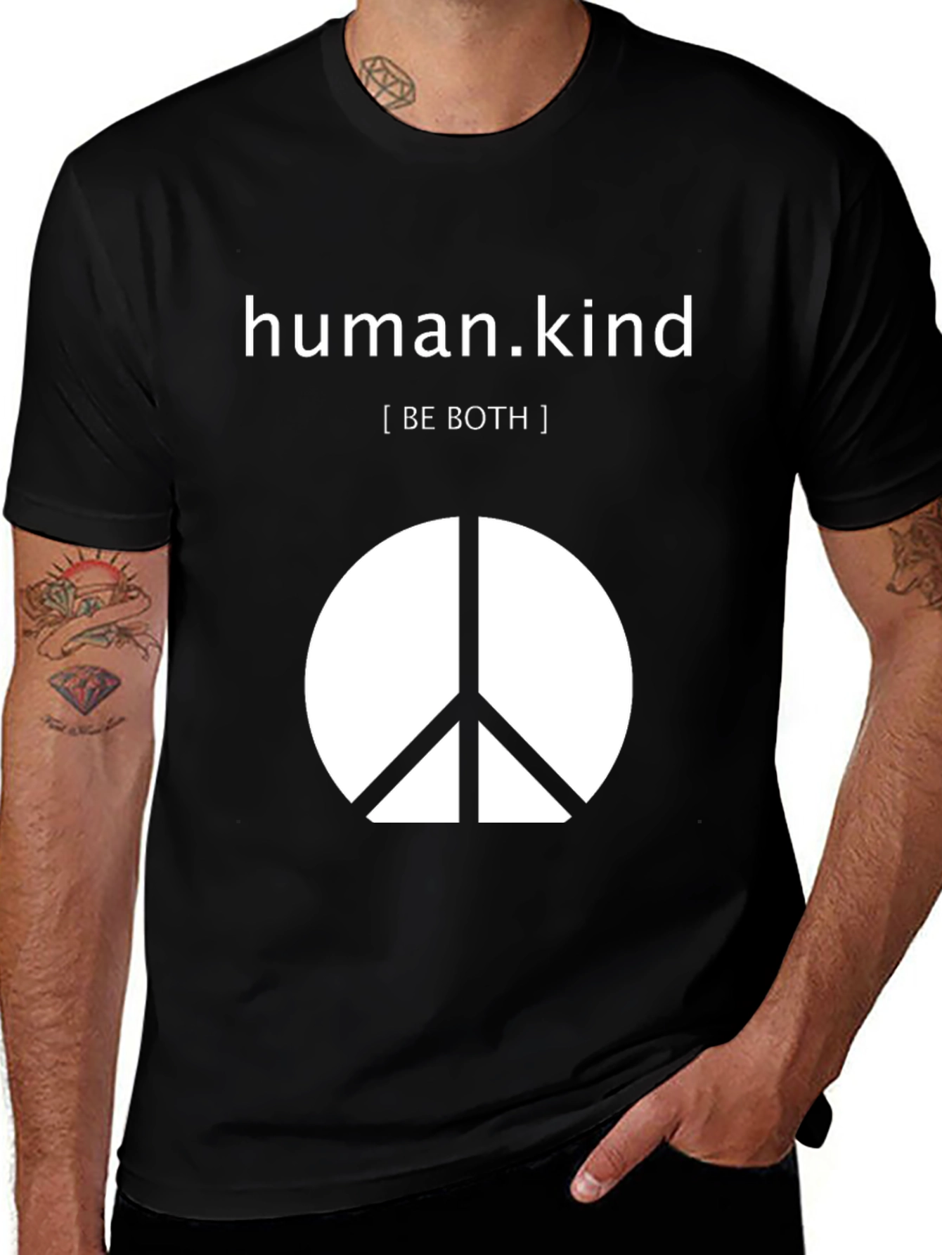 Variant 14 of Human.Kind T-Shirt - Be Both - Peace Sign Tee